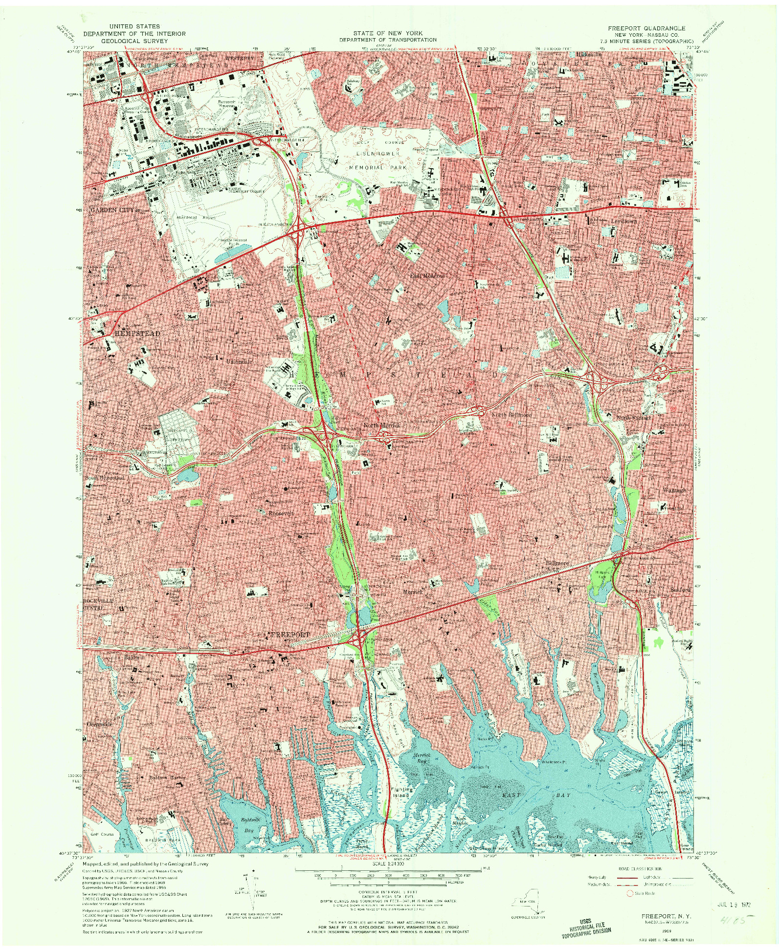 USGS 1:24000-SCALE QUADRANGLE FOR FREEPORT, NY 1969