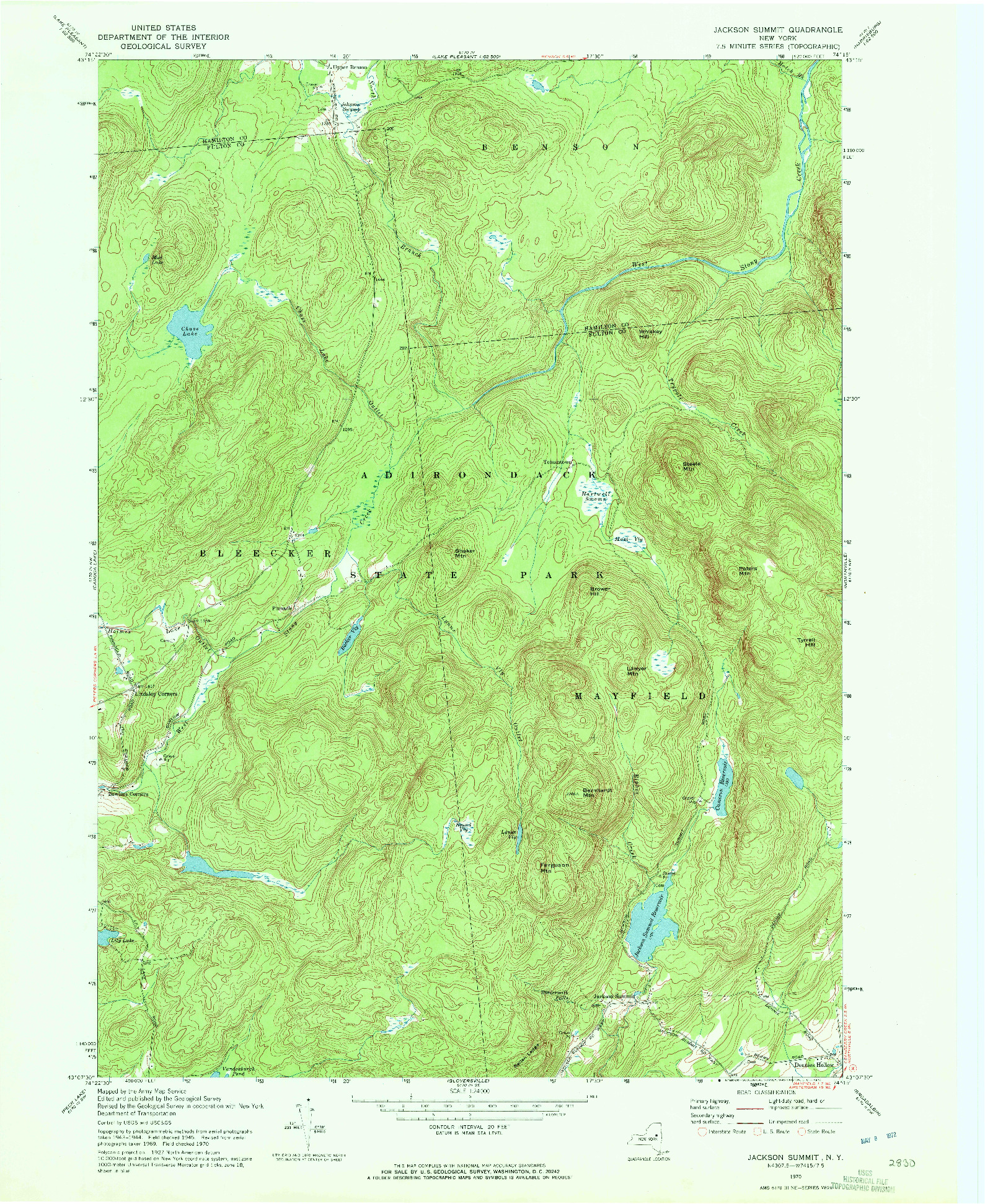 USGS 1:24000-SCALE QUADRANGLE FOR JACKSON SUMMIT, NY 1970