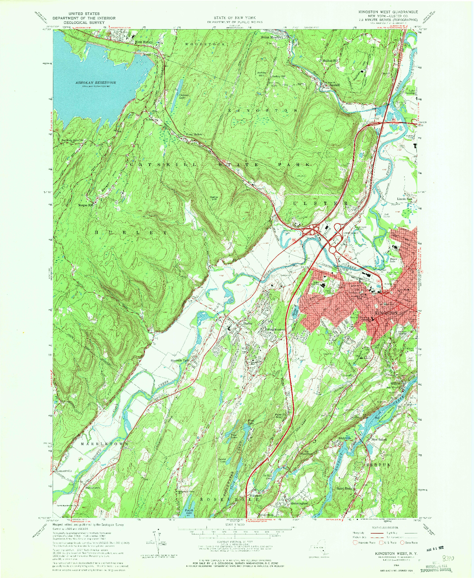 USGS 1:24000-SCALE QUADRANGLE FOR KINGSTON WEST, NY 1964