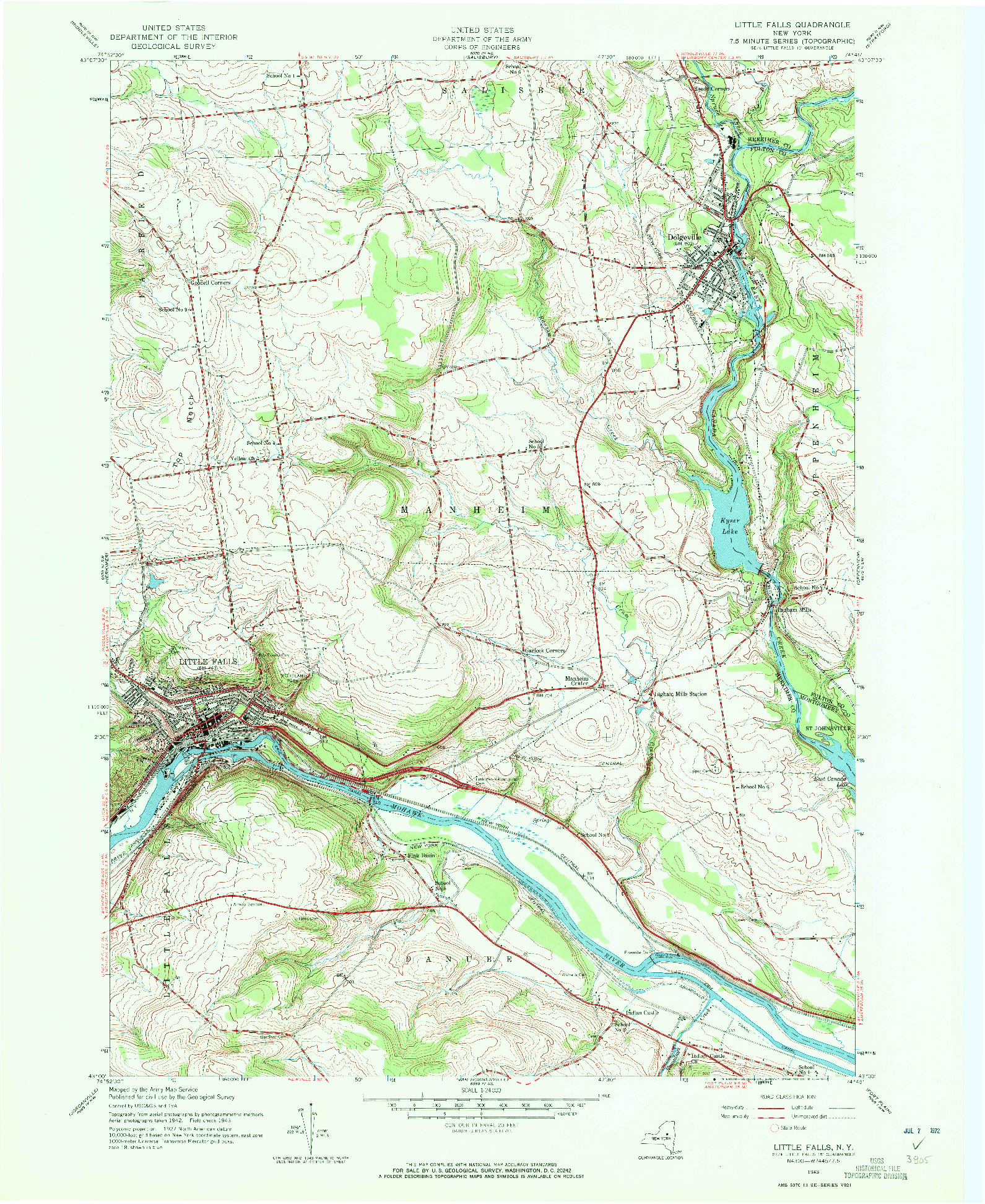 USGS 1:24000-SCALE QUADRANGLE FOR LITTLE FALLS, NY 1943