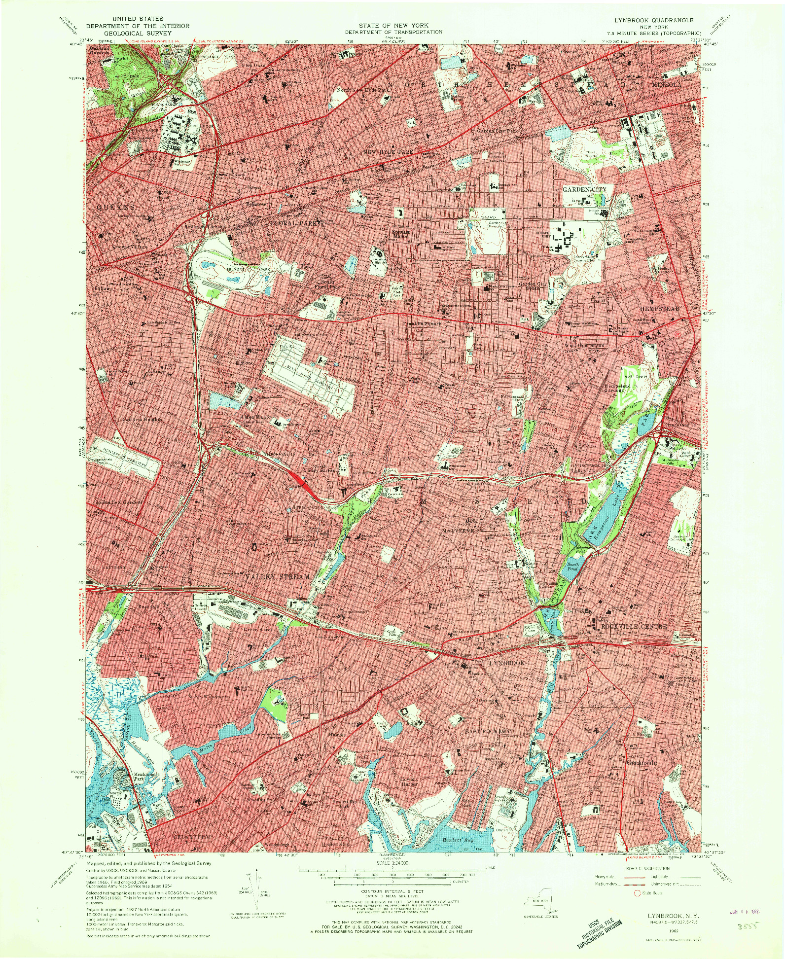 USGS 1:24000-SCALE QUADRANGLE FOR LYNBROOK, NY 1969