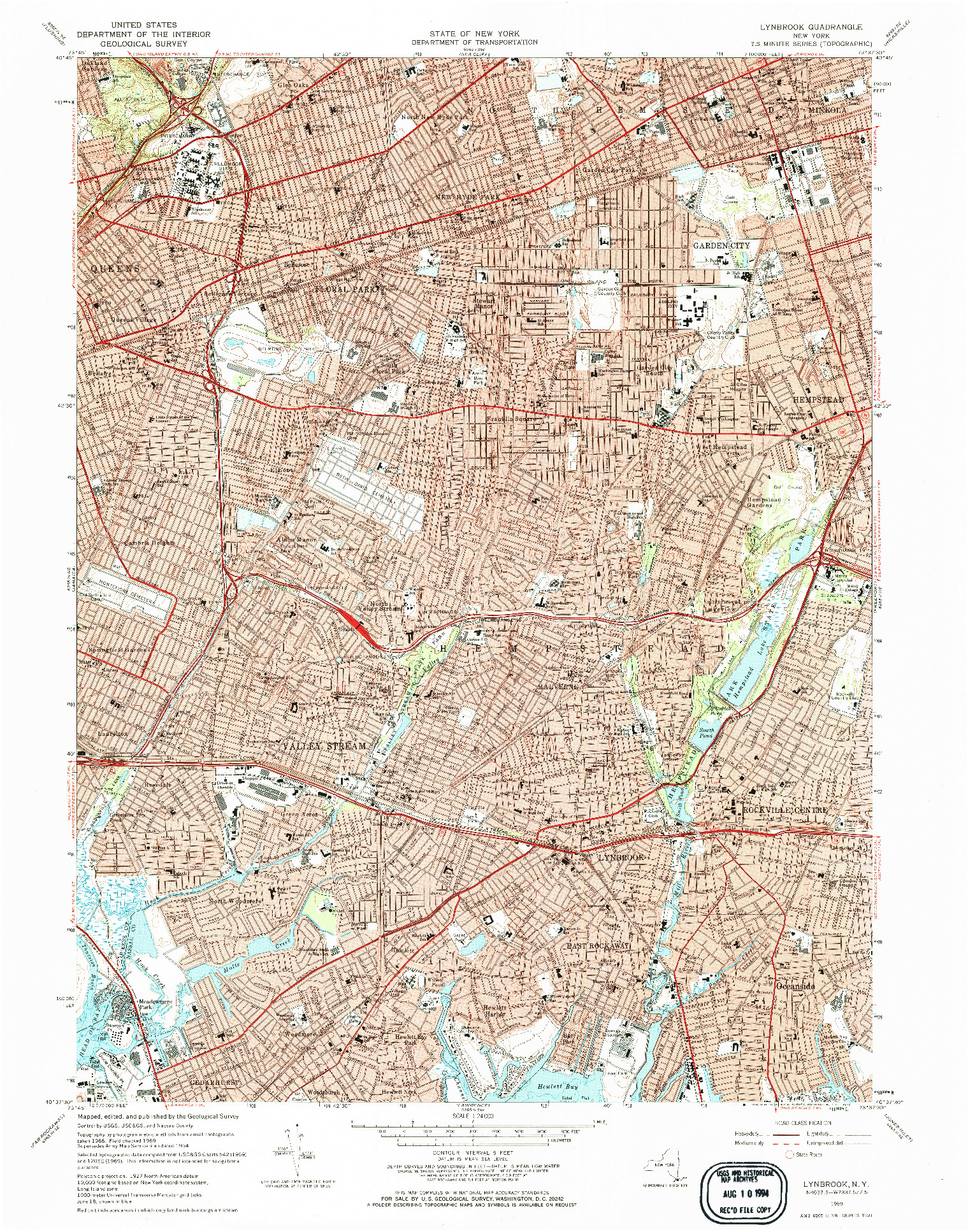 USGS 1:24000-SCALE QUADRANGLE FOR LYNBROOK, NY 1969