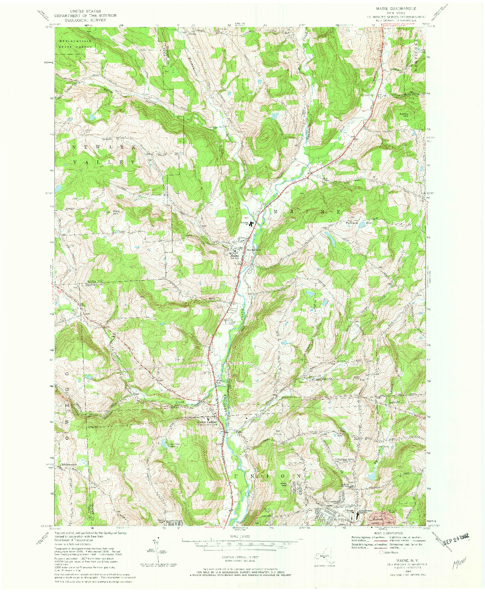 USGS 1:24000-SCALE QUADRANGLE FOR MAINE, NY 1969