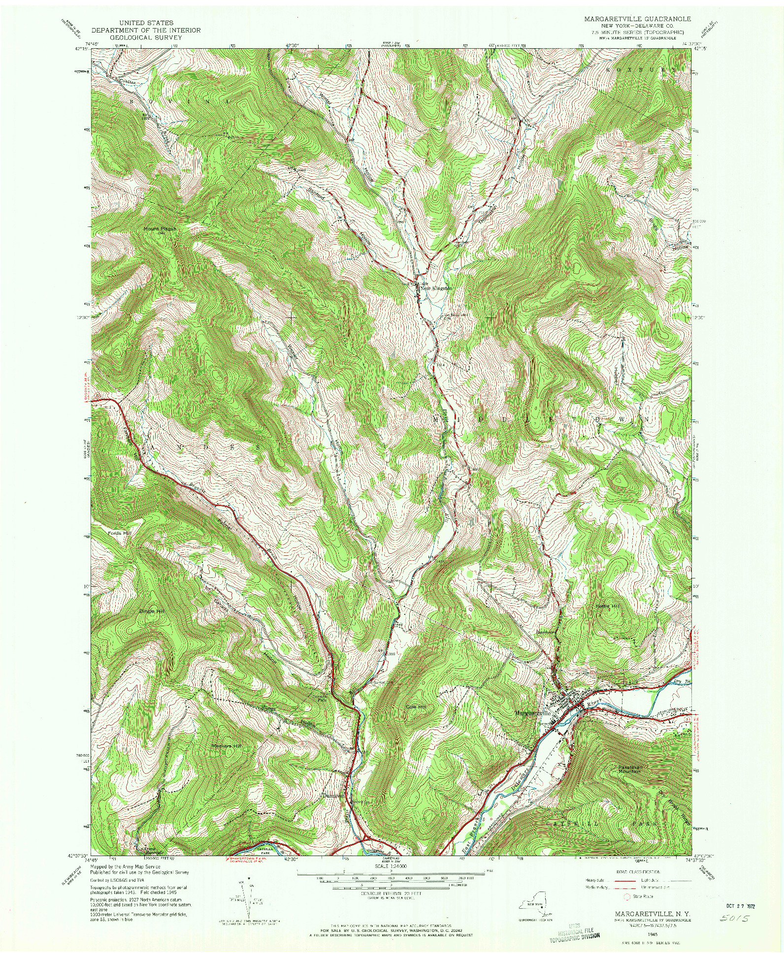 USGS 1:24000-SCALE QUADRANGLE FOR MARGARETVILLE, NY 1945