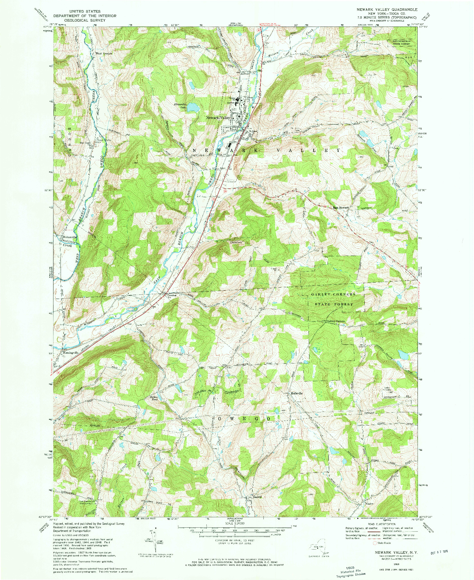 USGS 1:24000-SCALE QUADRANGLE FOR NEWARK VALLEY, NY 1969