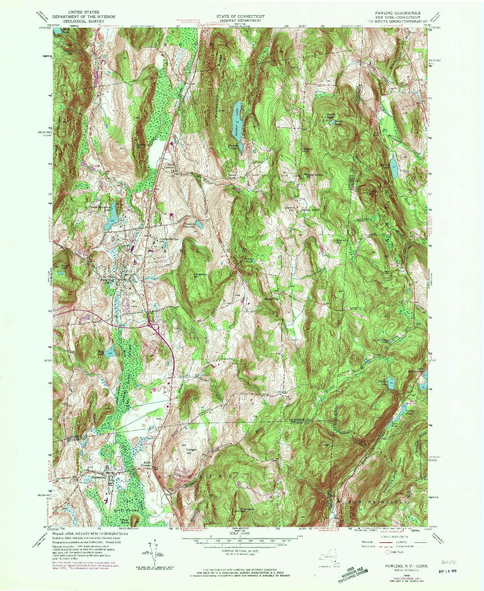 USGS 1:24000-SCALE QUADRANGLE FOR PAWLING, NY 1958