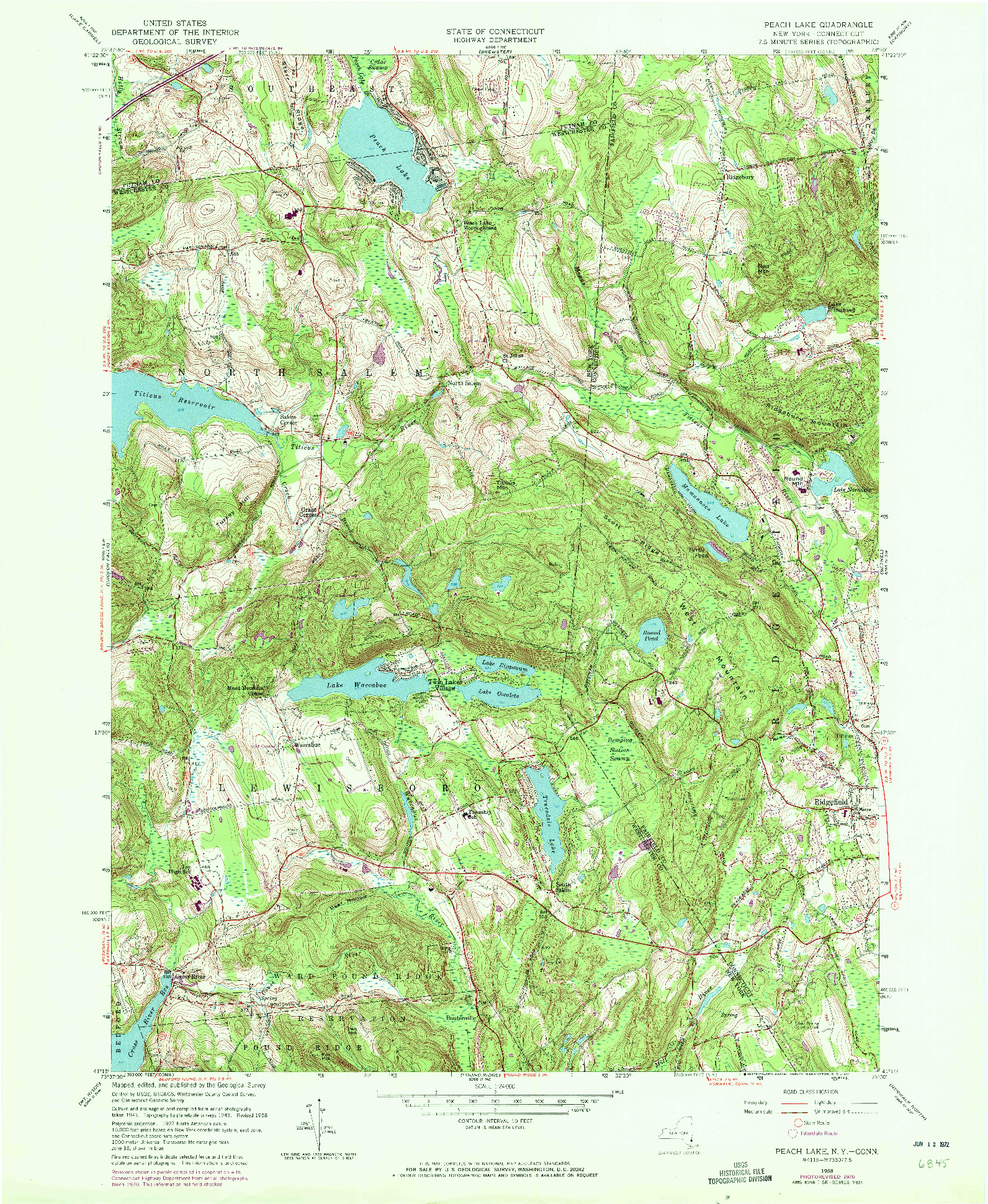 USGS 1:24000-SCALE QUADRANGLE FOR PEACH LAKE, NY 1958