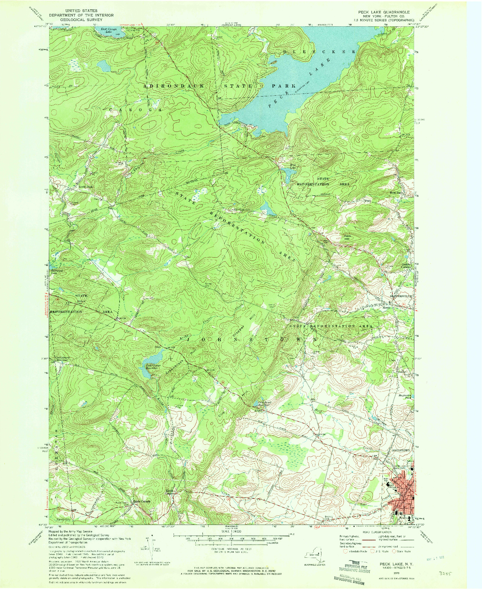 USGS 1:24000-SCALE QUADRANGLE FOR PECK LAKE, NY 1970