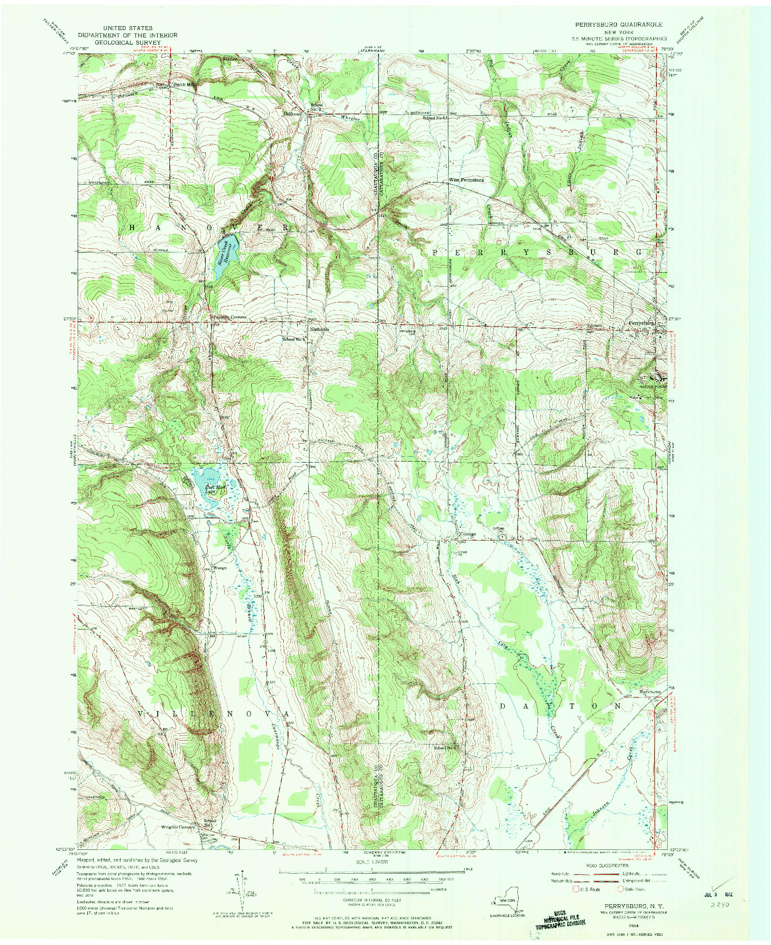 USGS 1:24000-SCALE QUADRANGLE FOR PERRYSBURG, NY 1954