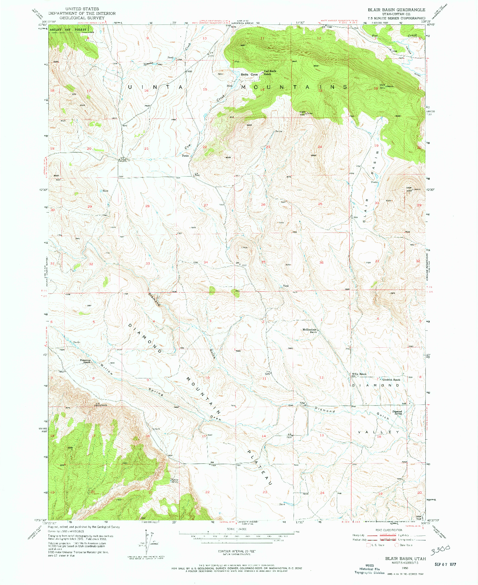 USGS 1:24000-SCALE QUADRANGLE FOR BLAIR BASIN, UT 1950