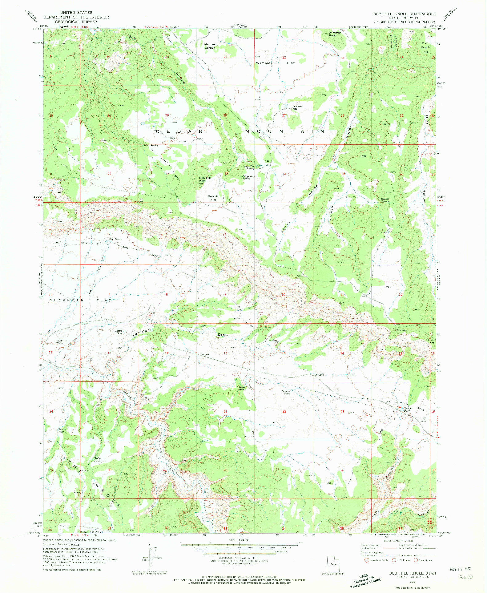 USGS 1:24000-SCALE QUADRANGLE FOR BOB HILL KNOLL, UT 1969