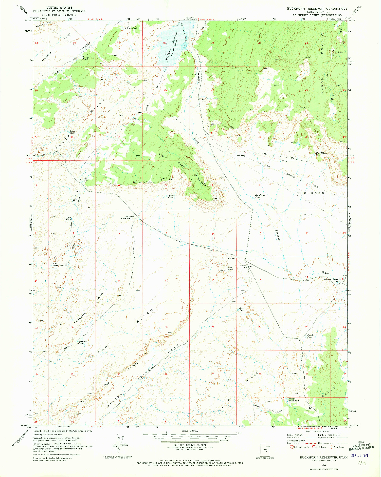 USGS 1:24000-SCALE QUADRANGLE FOR BUCKHORN RESERVOIR, UT 1969