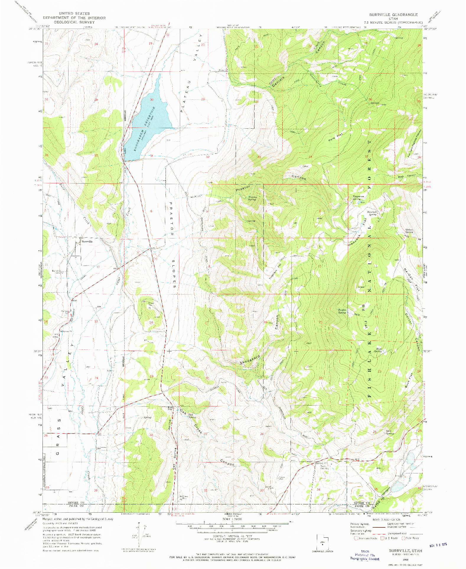 USGS 1:24000-SCALE QUADRANGLE FOR BURRVILLE, UT 1968