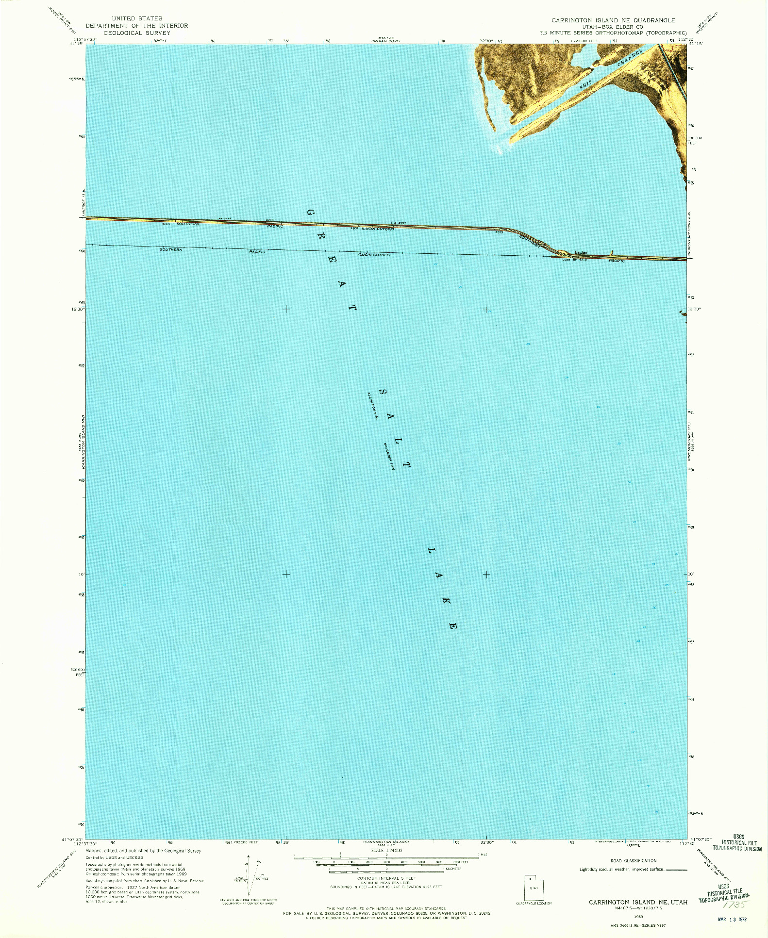 USGS 1:24000-SCALE QUADRANGLE FOR CARRINGTON ISLAND NE, UT 1969