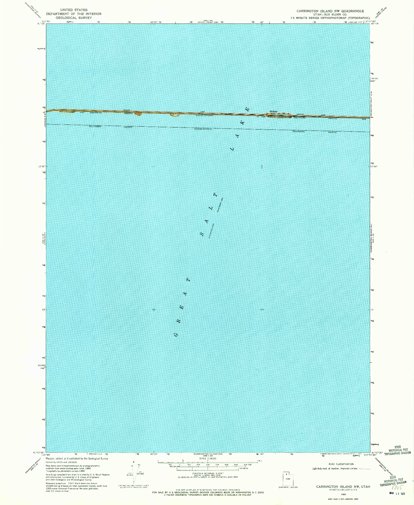USGS 1:24000-SCALE QUADRANGLE FOR CARRINGTON ISLAND NW, UT 1969