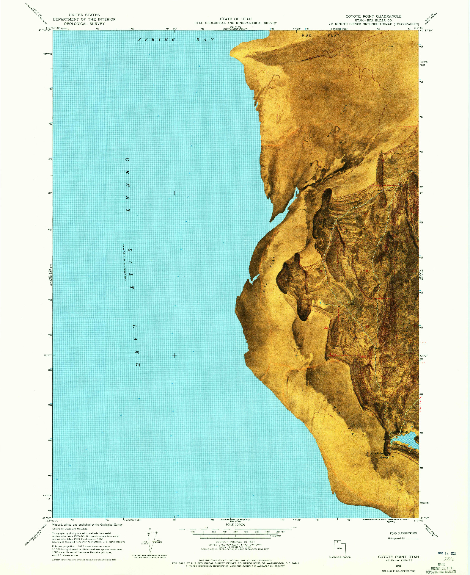 USGS 1:24000-SCALE QUADRANGLE FOR COYOTE POINT, UT 1968