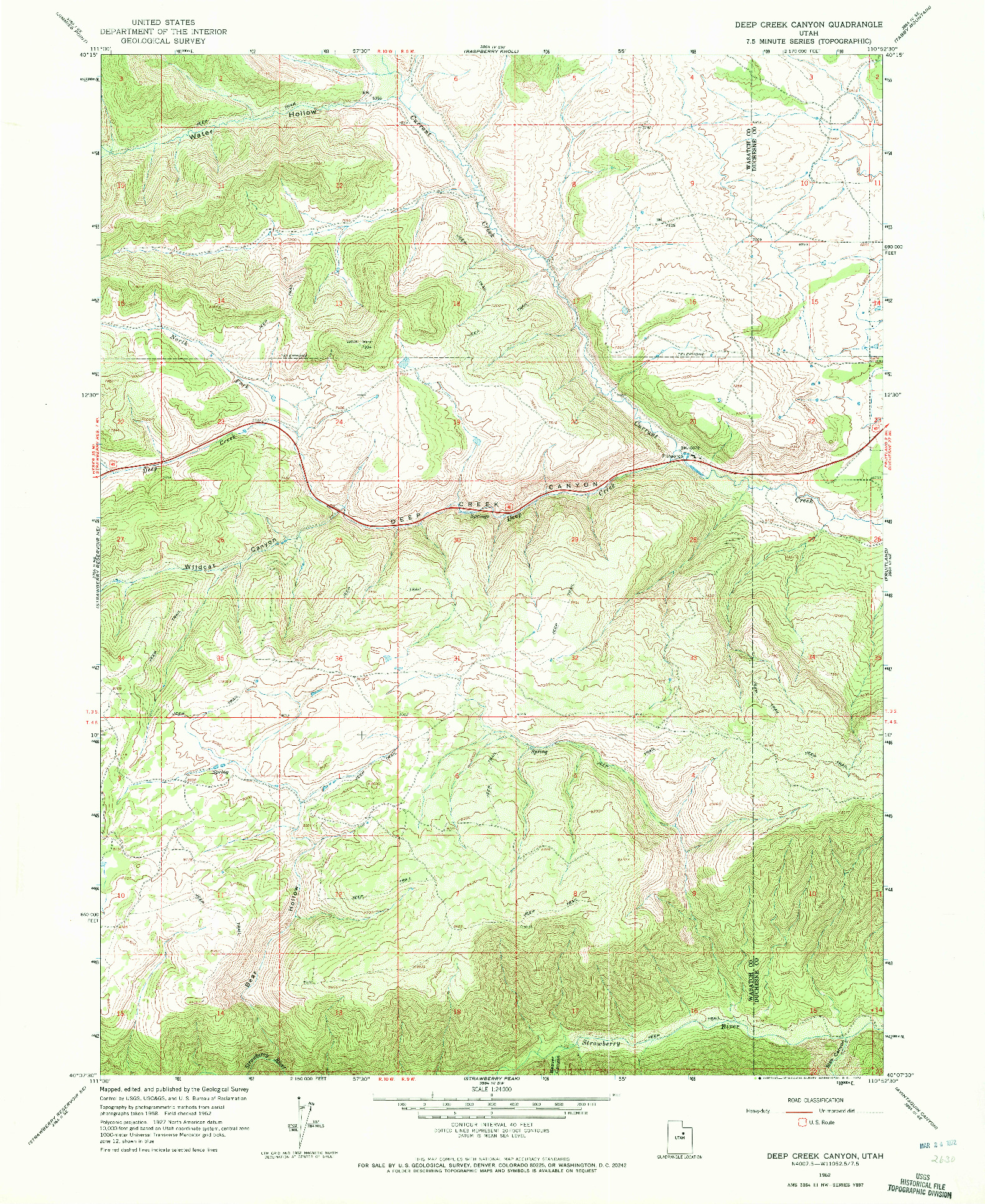 USGS 1:24000-SCALE QUADRANGLE FOR DEEP CREEK CANYON, UT 1962