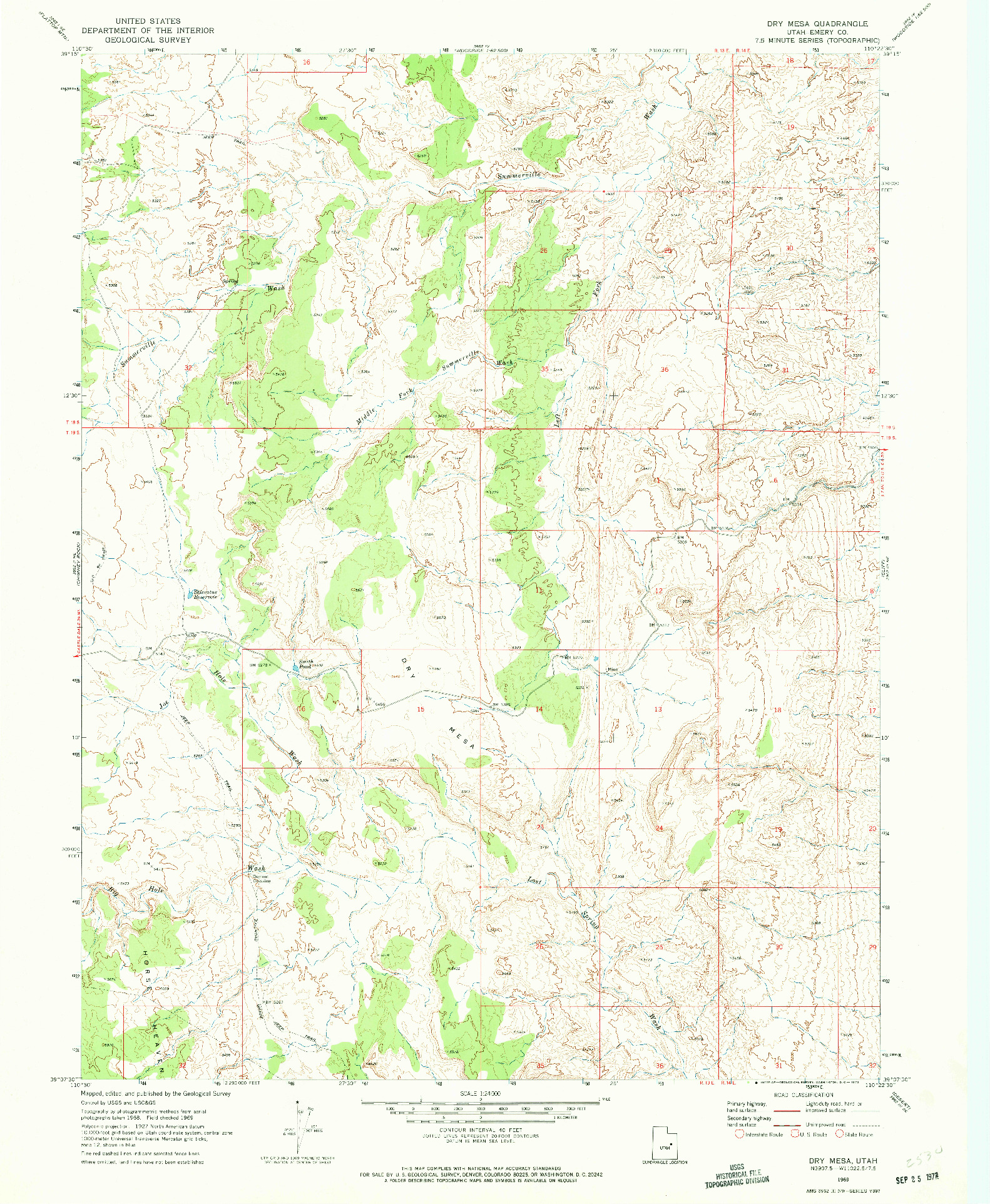 USGS 1:24000-SCALE QUADRANGLE FOR DRY MESA, UT 1969