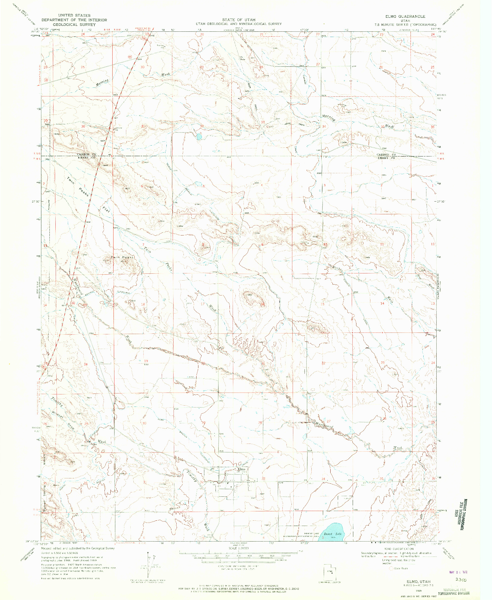 USGS 1:24000-SCALE QUADRANGLE FOR ELMO, UT 1969