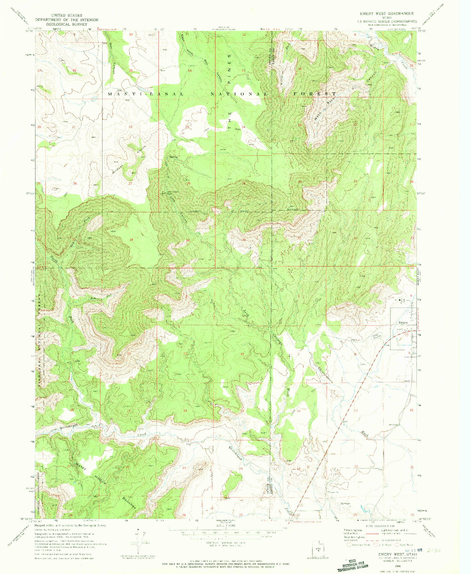 USGS 1:24000-SCALE QUADRANGLE FOR EMERY WEST, UT 1968