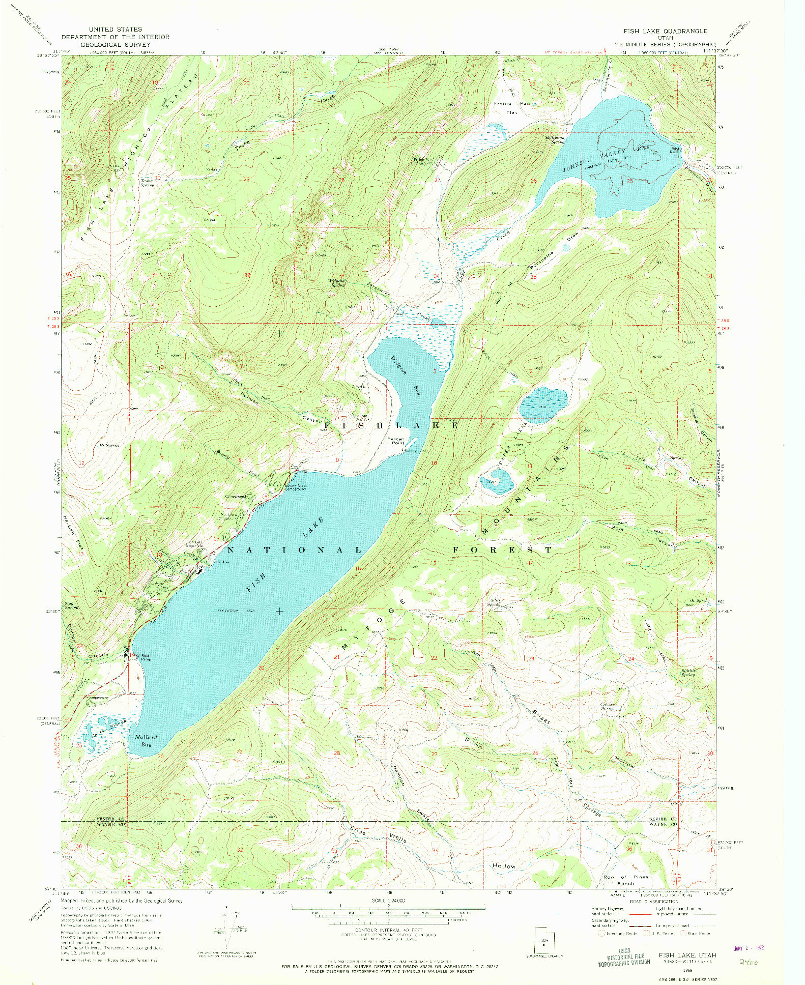 USGS 1:24000-SCALE QUADRANGLE FOR FISH LAKE, UT 1968