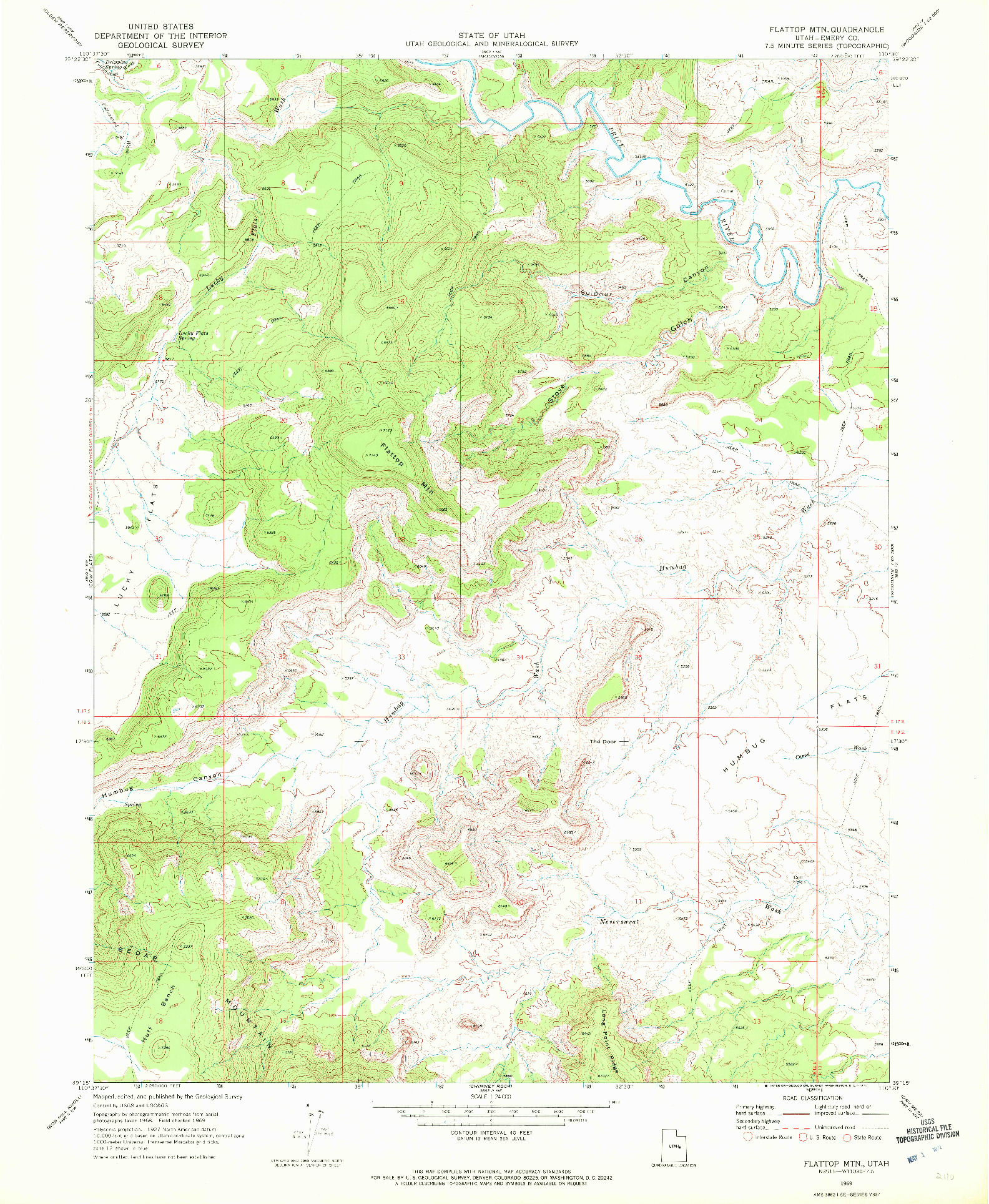 USGS 1:24000-SCALE QUADRANGLE FOR FLATTOP  MTN, UT 1969