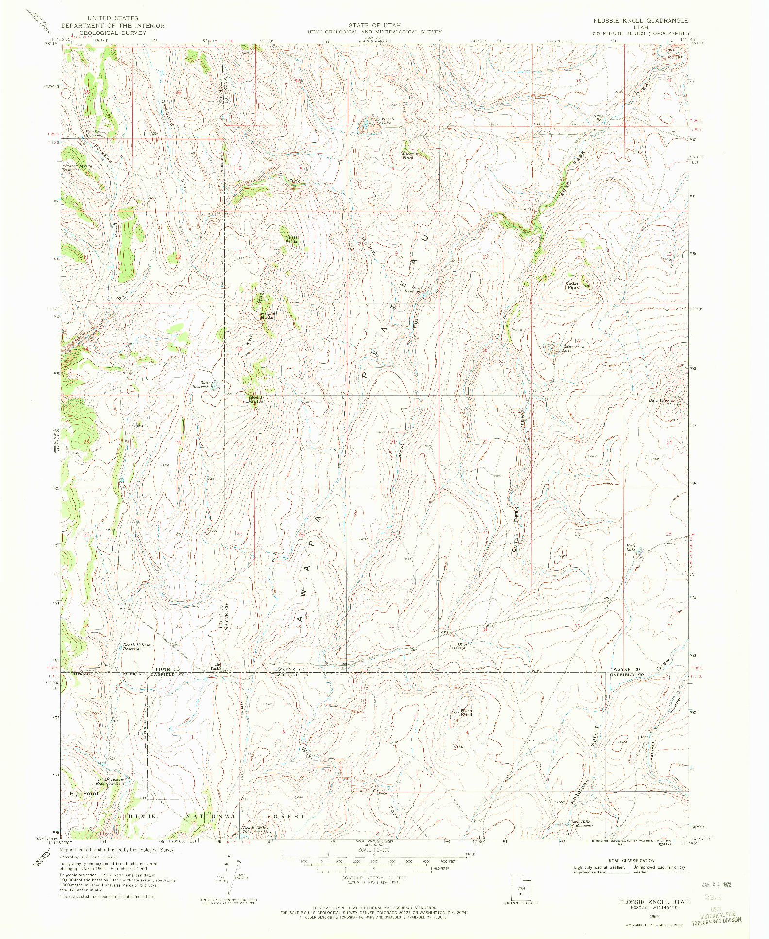 USGS 1:24000-SCALE QUADRANGLE FOR FLOSSIE KNOLL, UT 1969