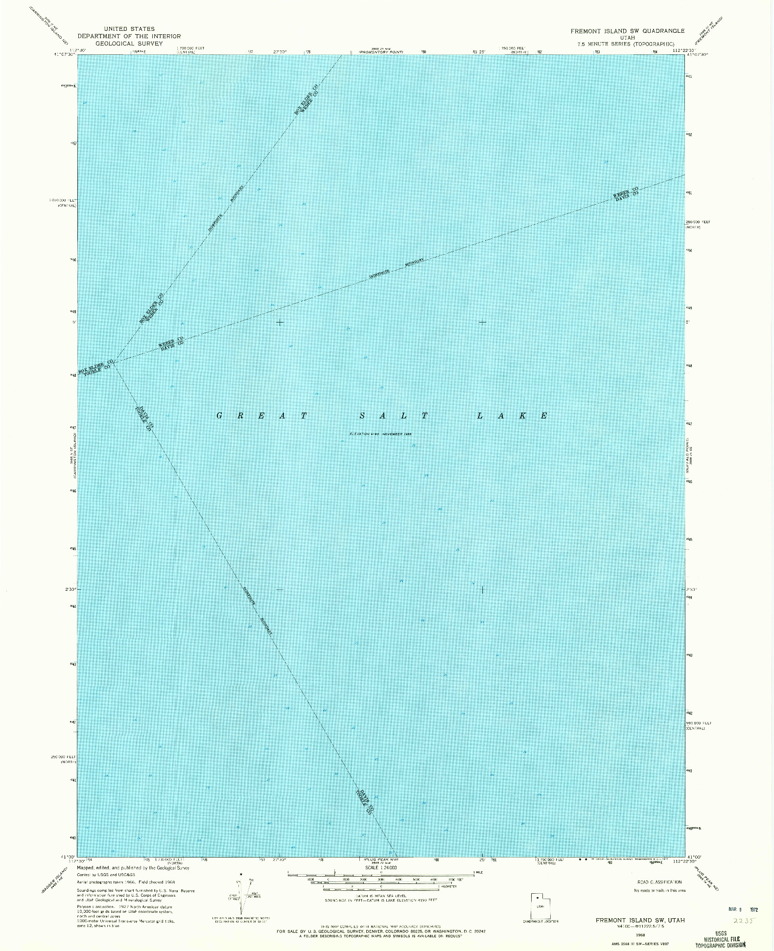 USGS 1:24000-SCALE QUADRANGLE FOR FREMONT ISLAND SW, UT 1968