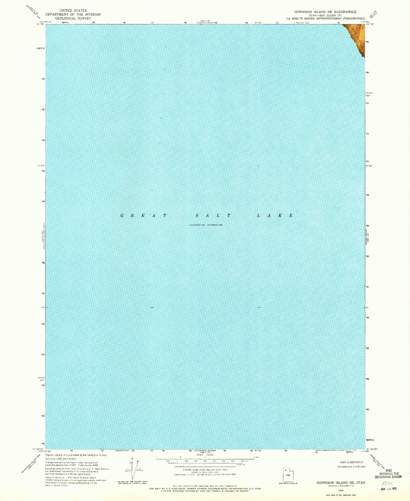 USGS 1:24000-SCALE QUADRANGLE FOR GUNNISON ISLAND NE, UT 1969