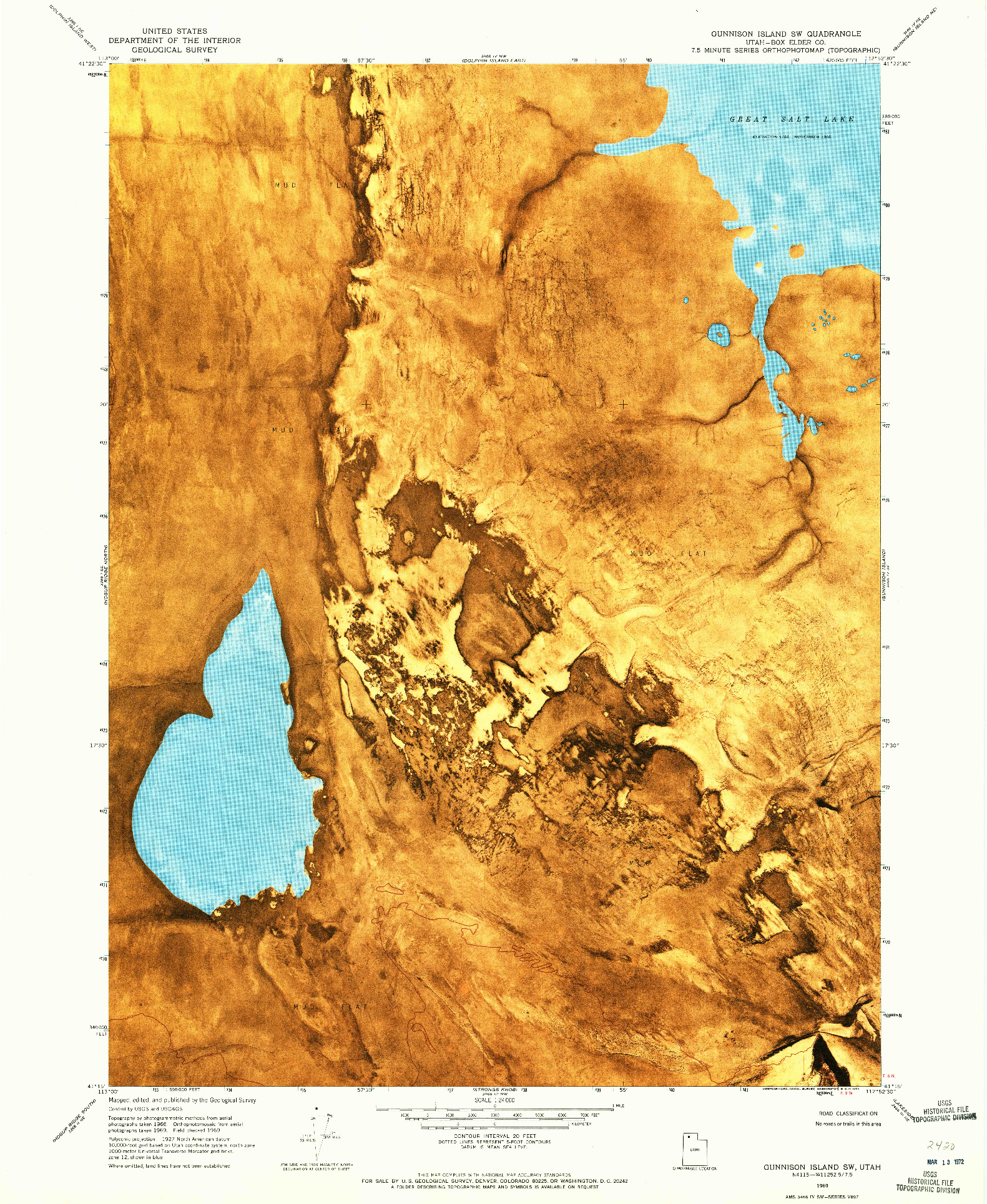 USGS 1:24000-SCALE QUADRANGLE FOR GUNNISON ISLAND SW, UT 1969