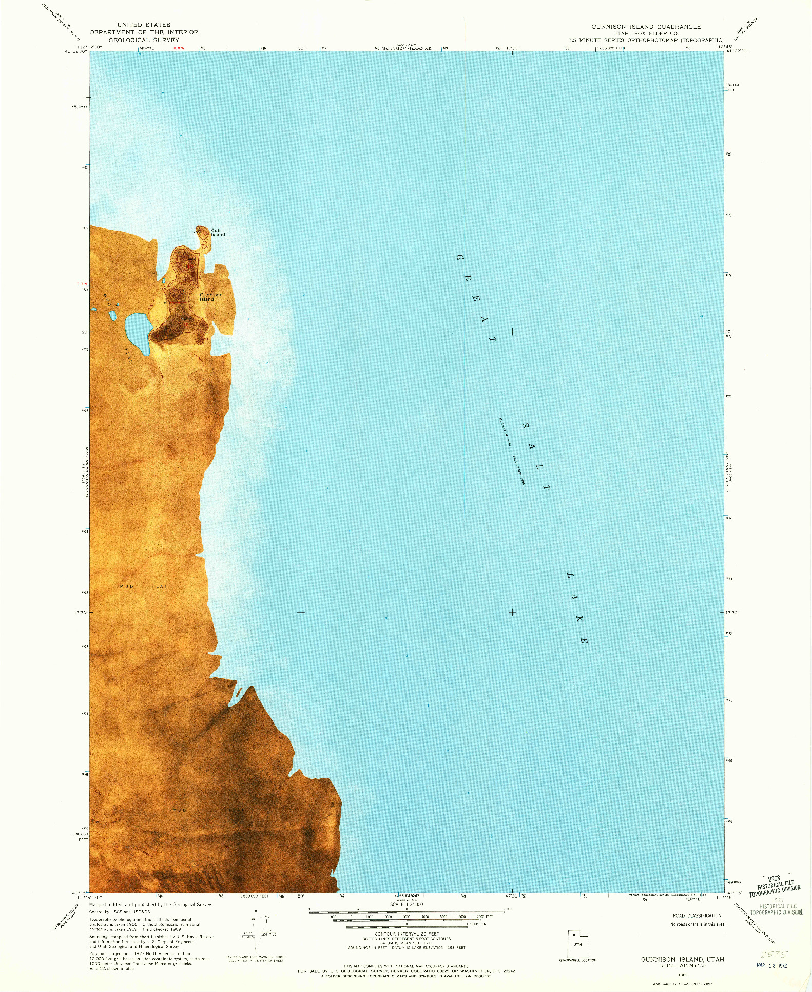 USGS 1:24000-SCALE QUADRANGLE FOR GUNNISON ISLAND, UT 1969