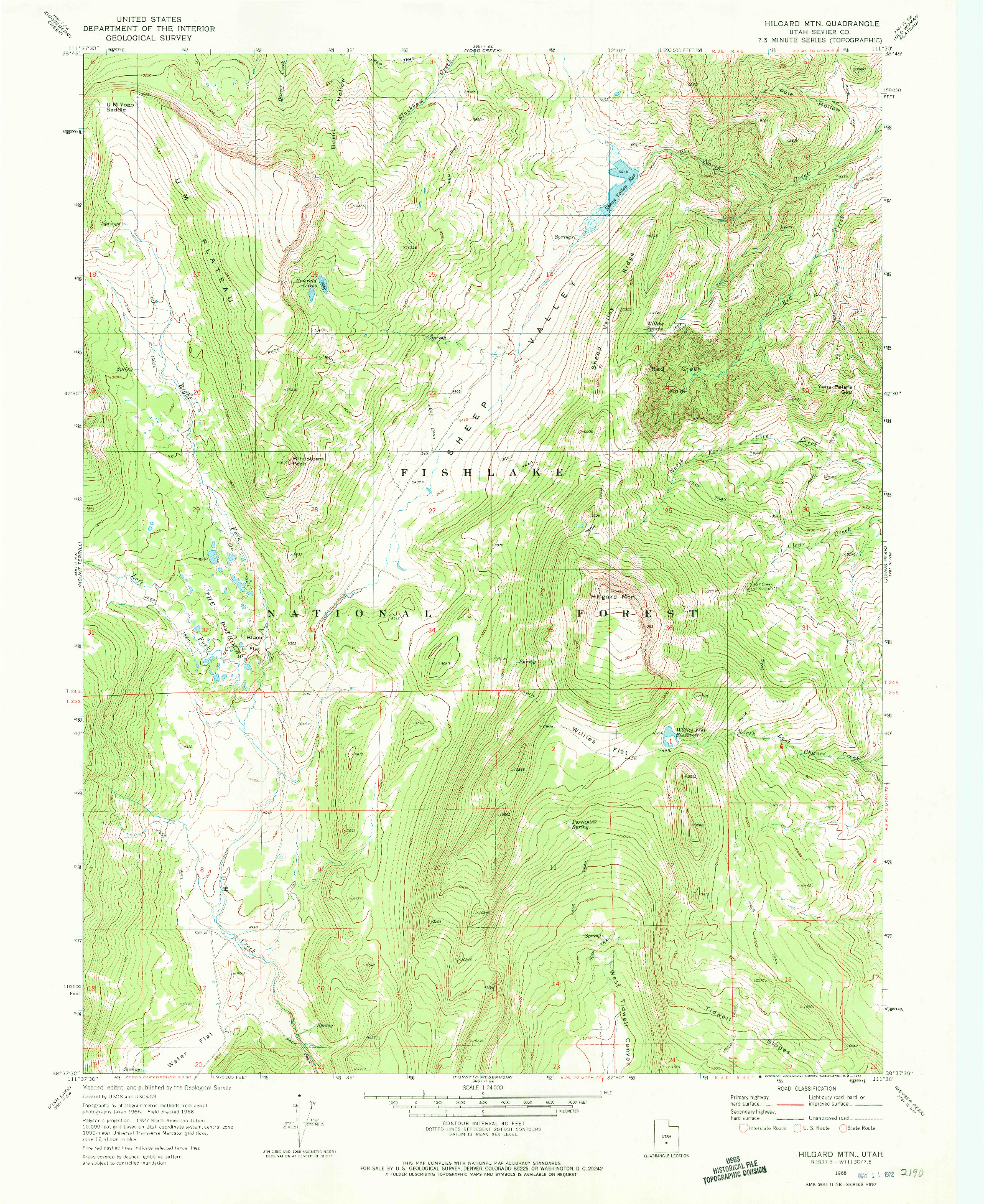 USGS 1:24000-SCALE QUADRANGLE FOR HILGARD MTN, UT 1968
