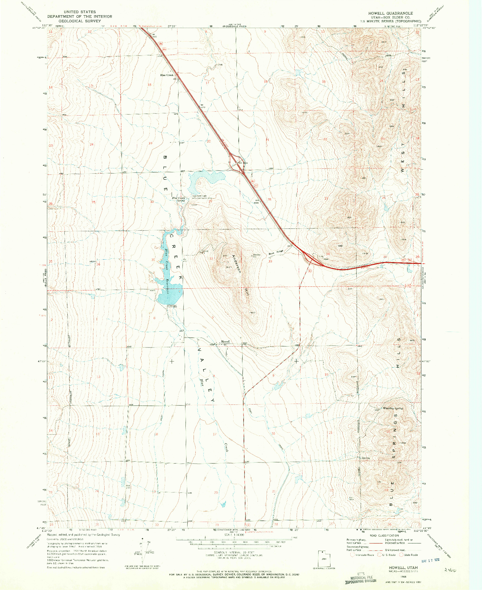 USGS 1:24000-SCALE QUADRANGLE FOR HOWELL, UT 1968