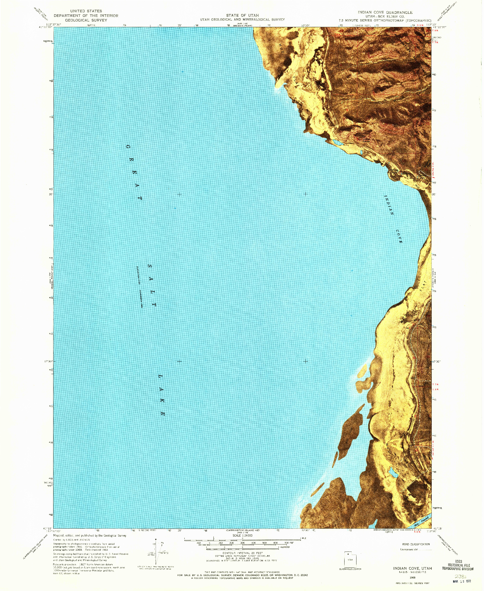 USGS 1:24000-SCALE QUADRANGLE FOR INDIAN COVE, UT 1968
