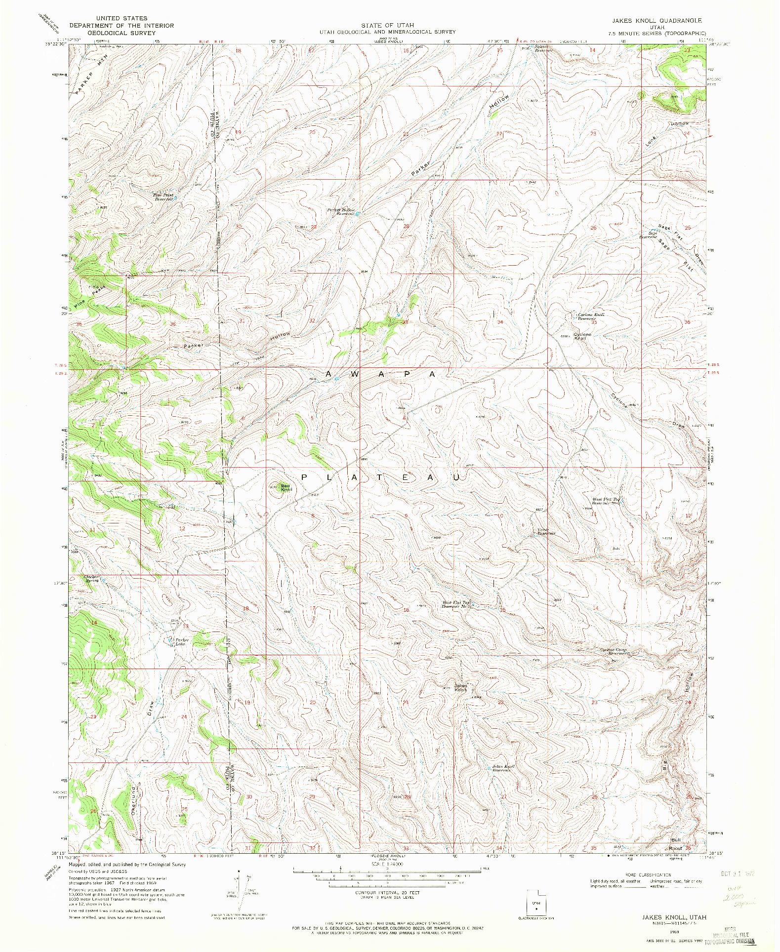 USGS 1:24000-SCALE QUADRANGLE FOR JAKES KNOLL, UT 1969