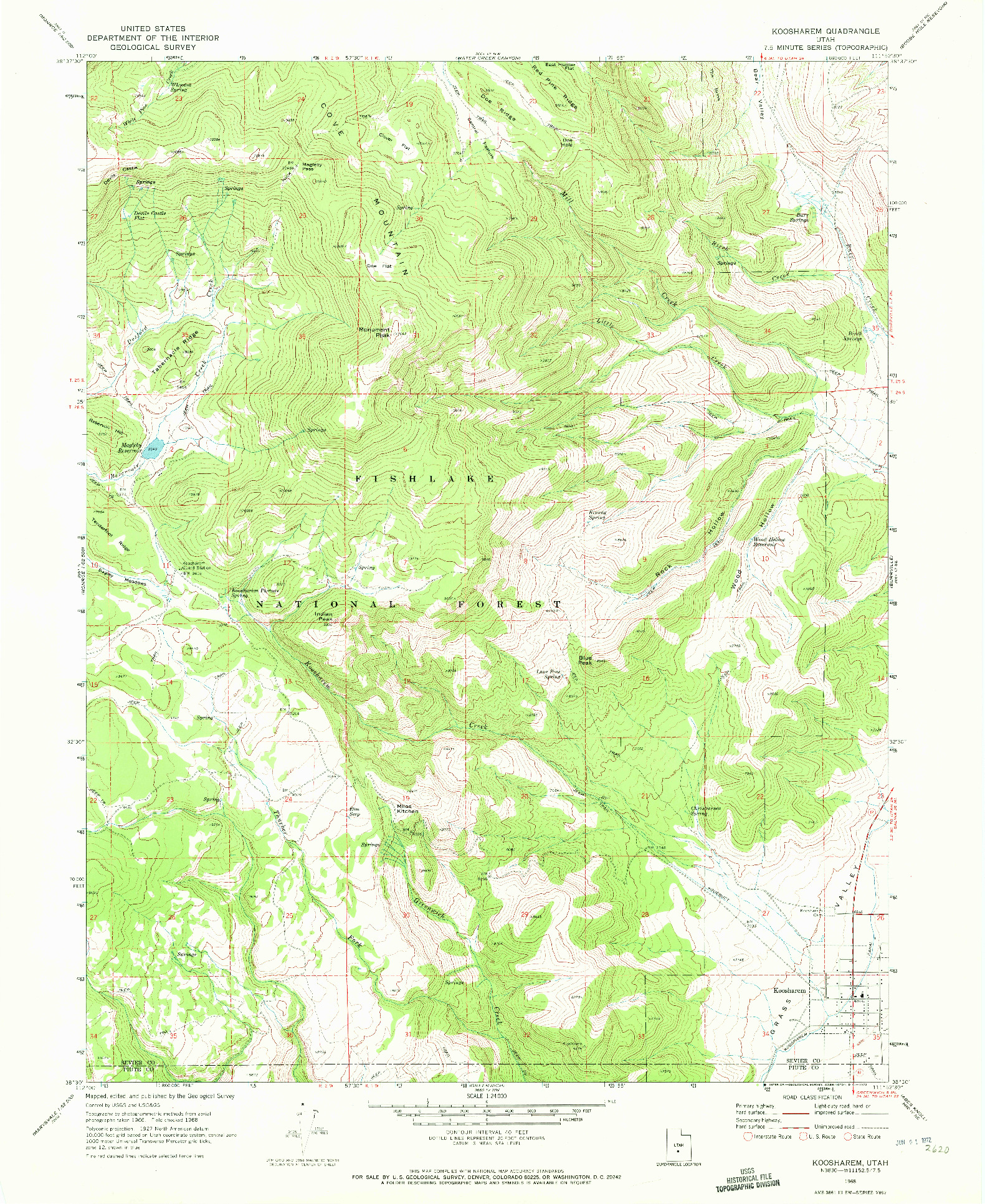 USGS 1:24000-SCALE QUADRANGLE FOR KOOSHAREM, UT 1968