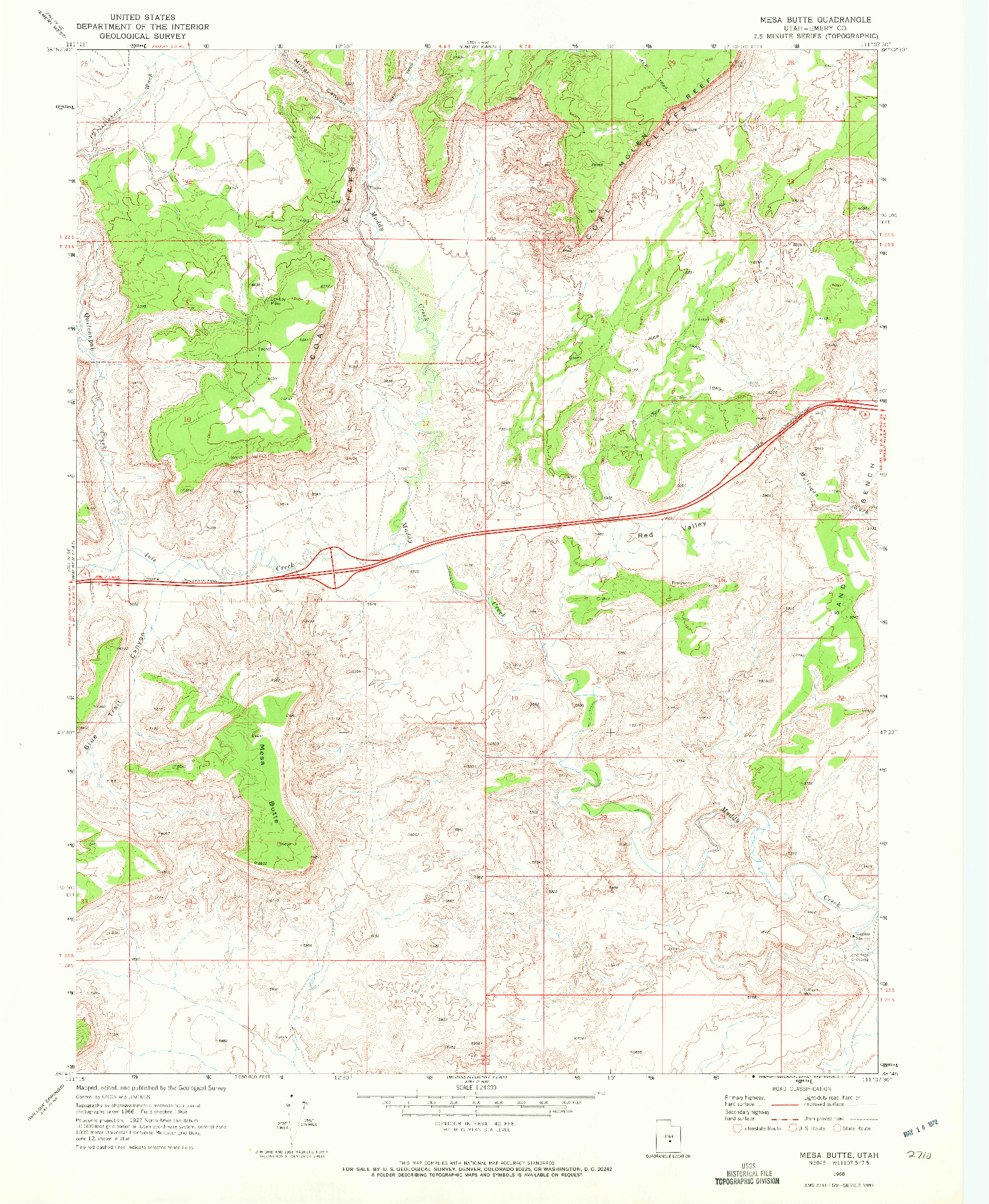 USGS 1:24000-SCALE QUADRANGLE FOR MESA BUTTE, UT 1968