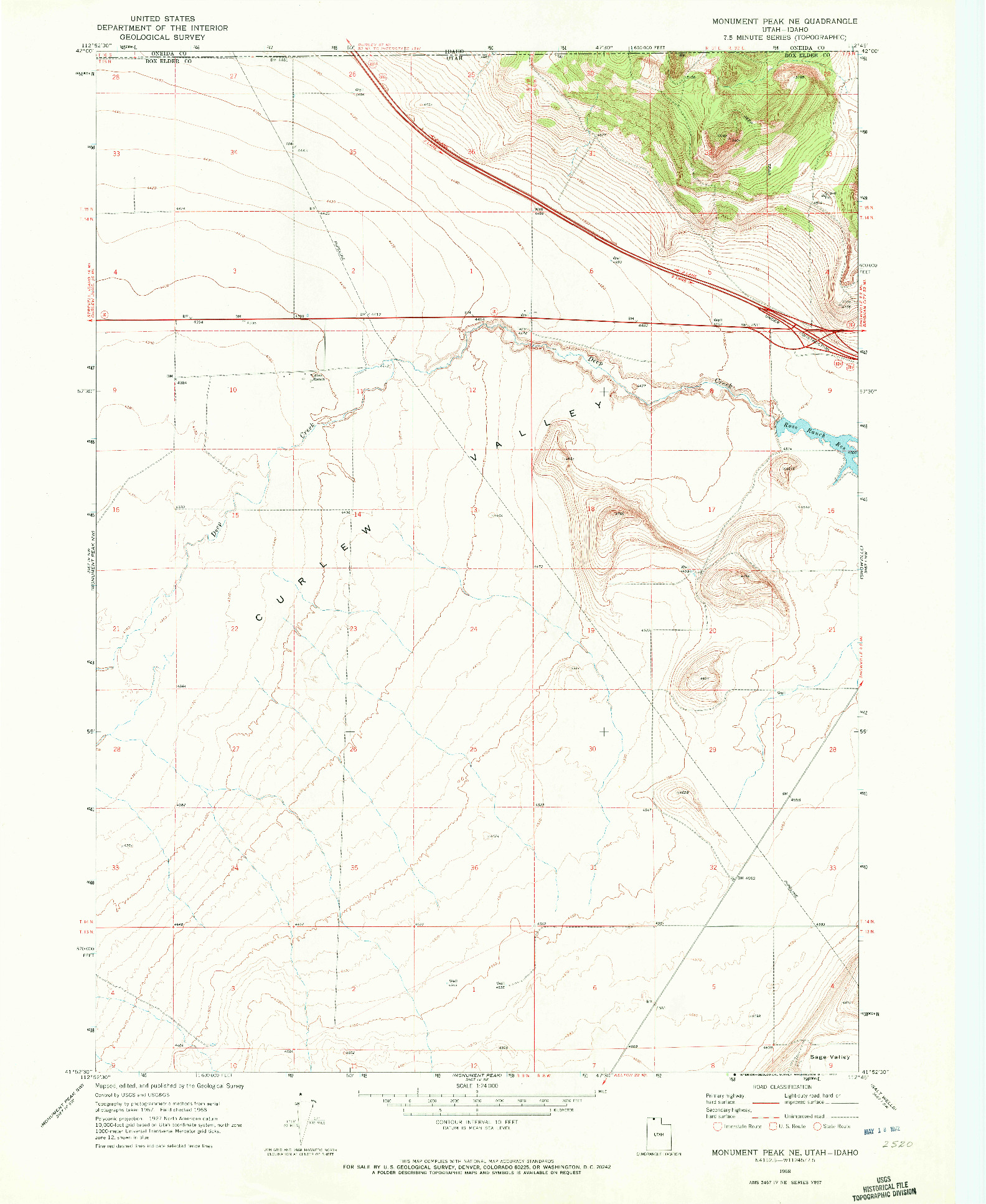 USGS 1:24000-SCALE QUADRANGLE FOR MONUMENT PEAK NE, UT 1968