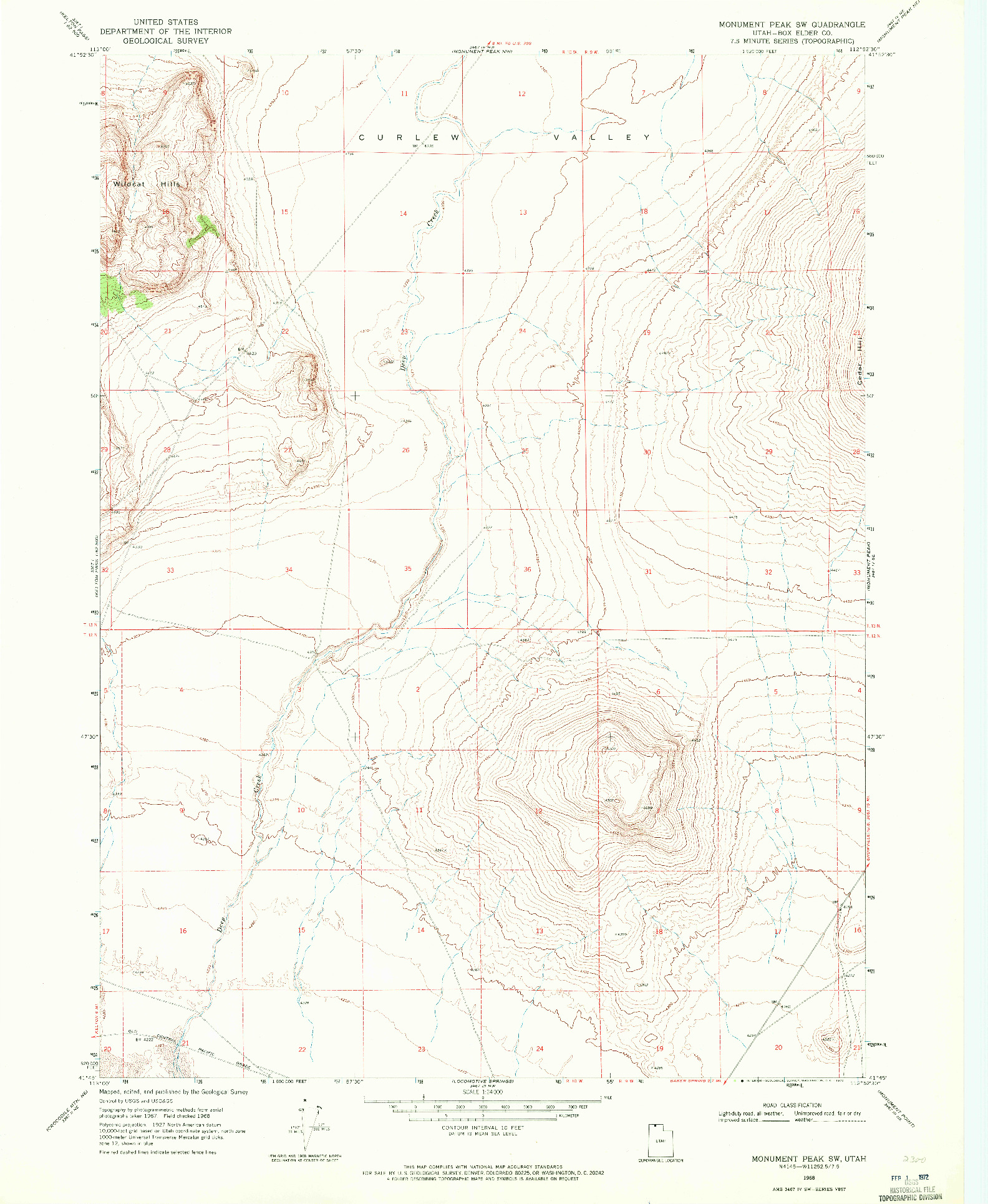 USGS 1:24000-SCALE QUADRANGLE FOR MONUMENT PEAK SW, UT 1968