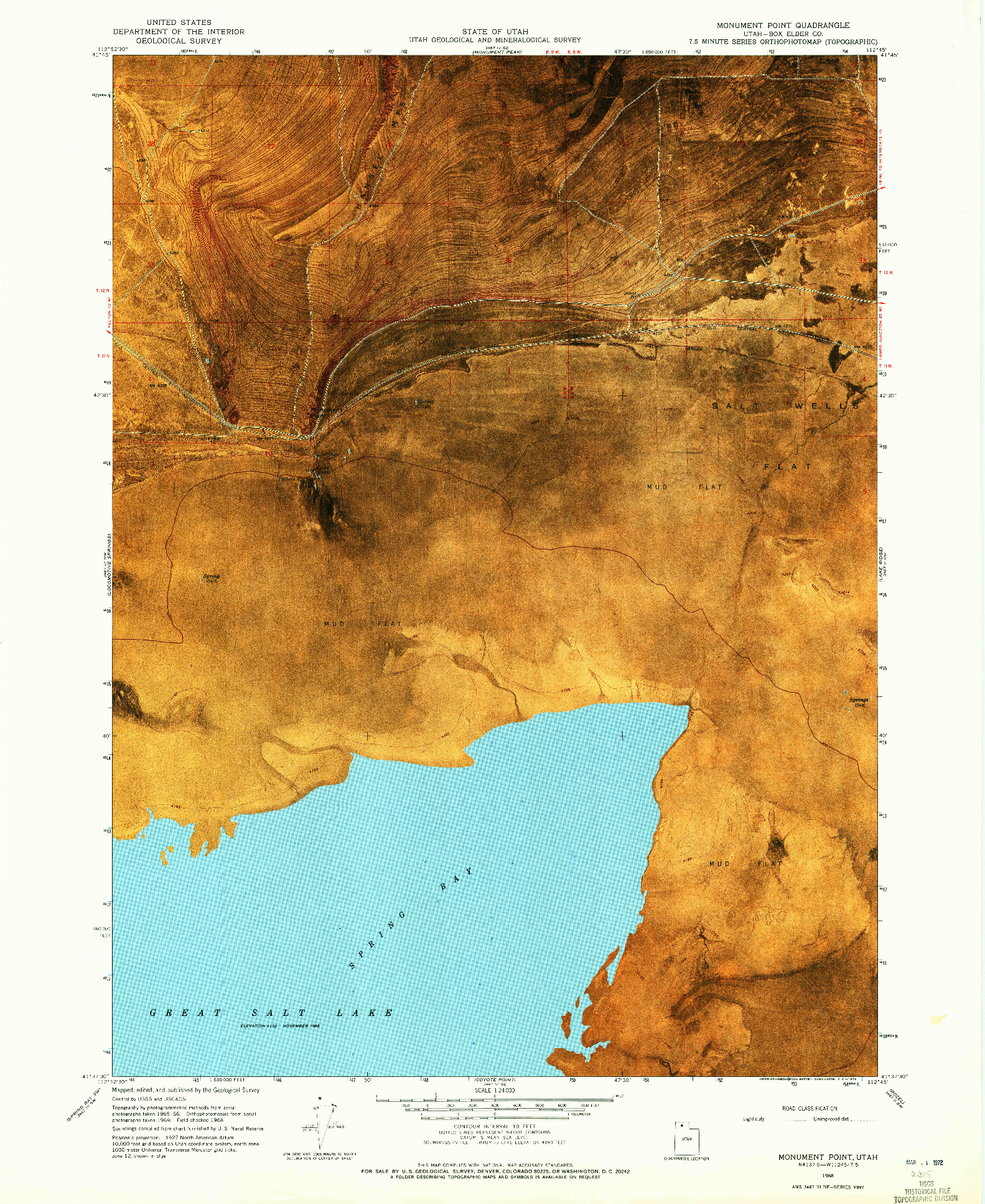 USGS 1:24000-SCALE QUADRANGLE FOR MONUMENT POINT, UT 1968