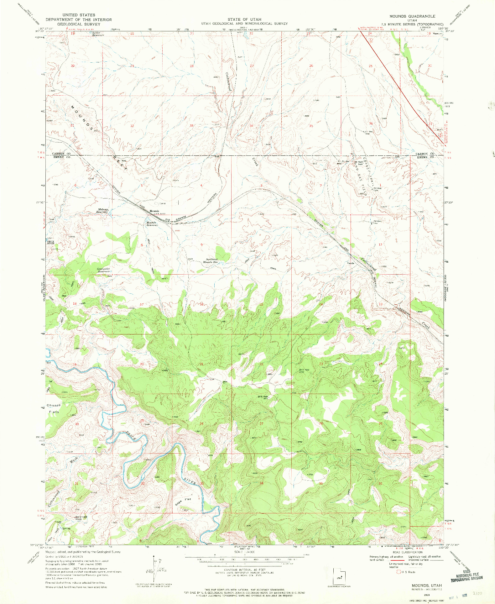 USGS 1:24000-SCALE QUADRANGLE FOR MOUNDS, UT 1969