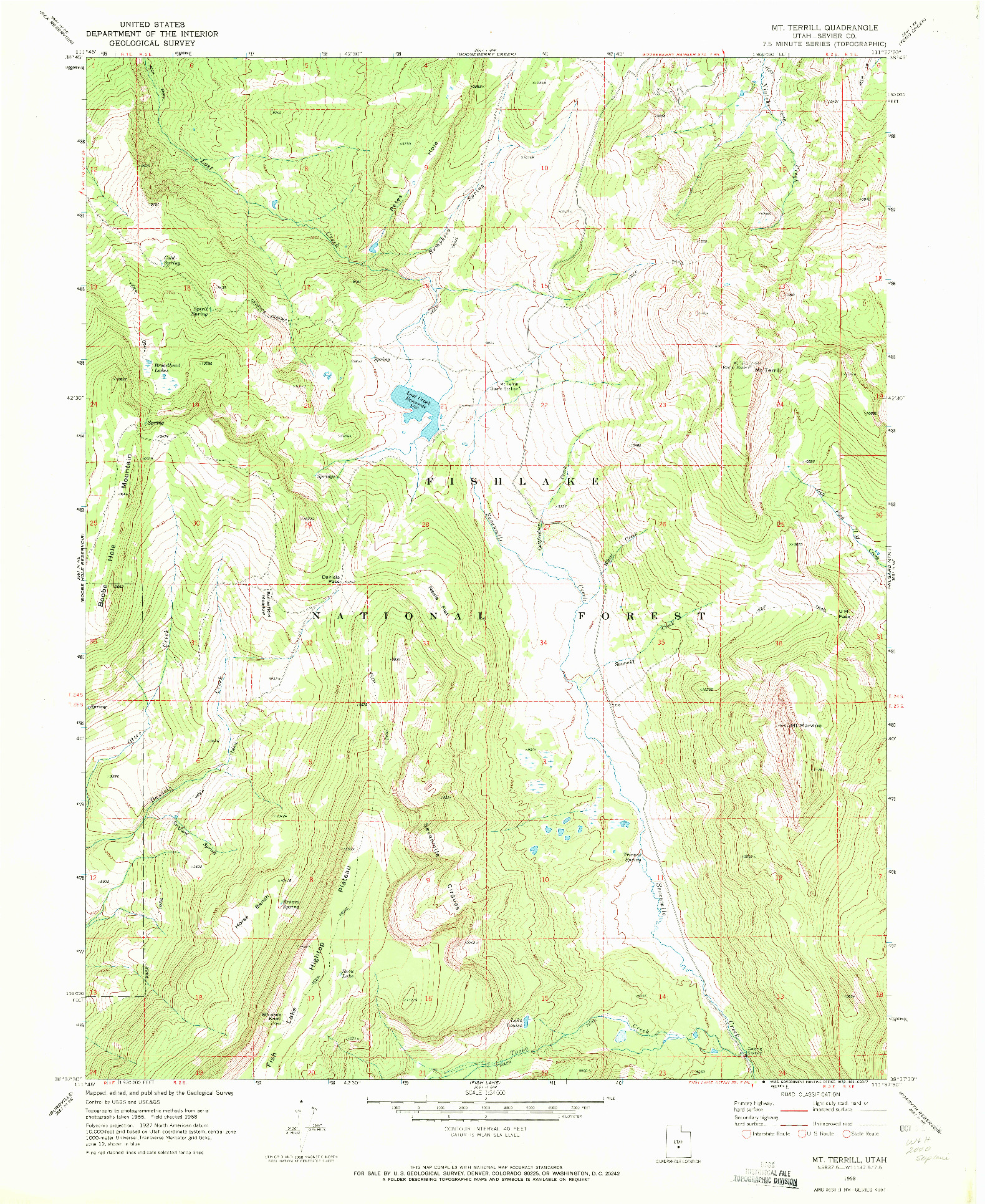 USGS 1:24000-SCALE QUADRANGLE FOR MT TERRILL, UT 1968