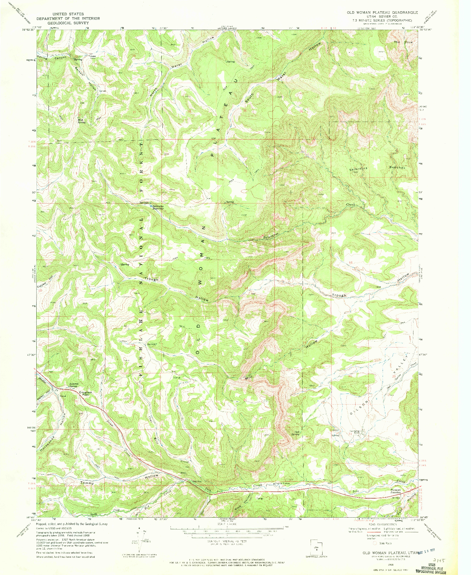 USGS 1:24000-SCALE QUADRANGLE FOR OLD WOMAN PLATEAU, UT 1968