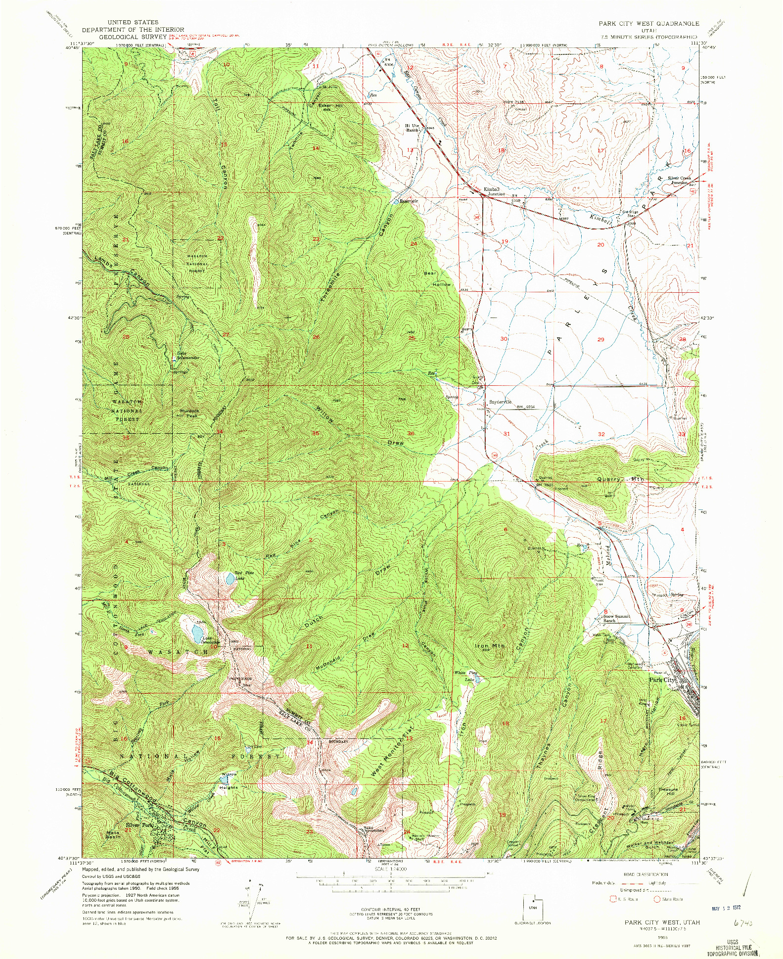 USGS 1:24000-SCALE QUADRANGLE FOR PARK CITY WEST, UT 1955