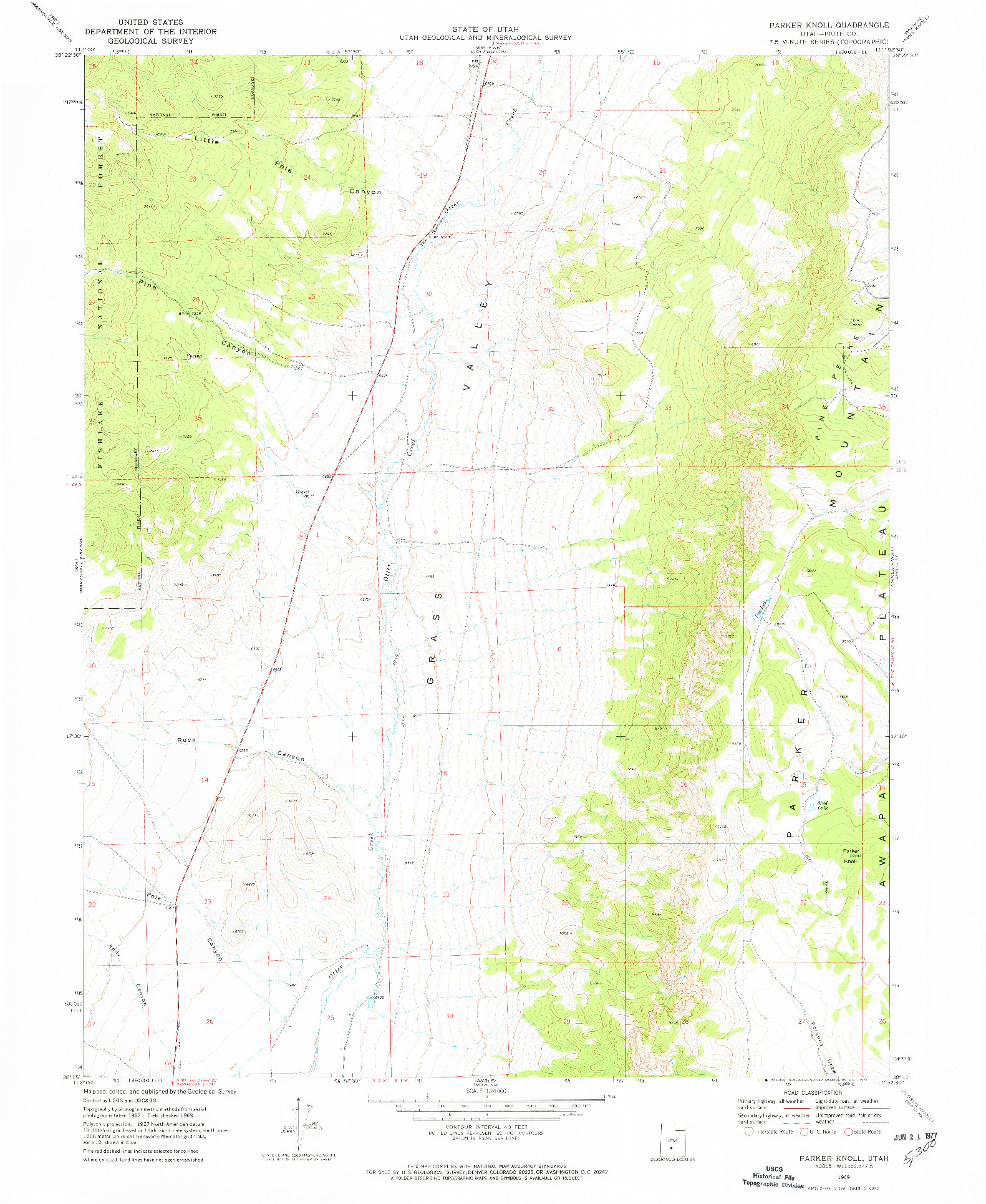 USGS 1:24000-SCALE QUADRANGLE FOR PARKER KNOLL, UT 1969