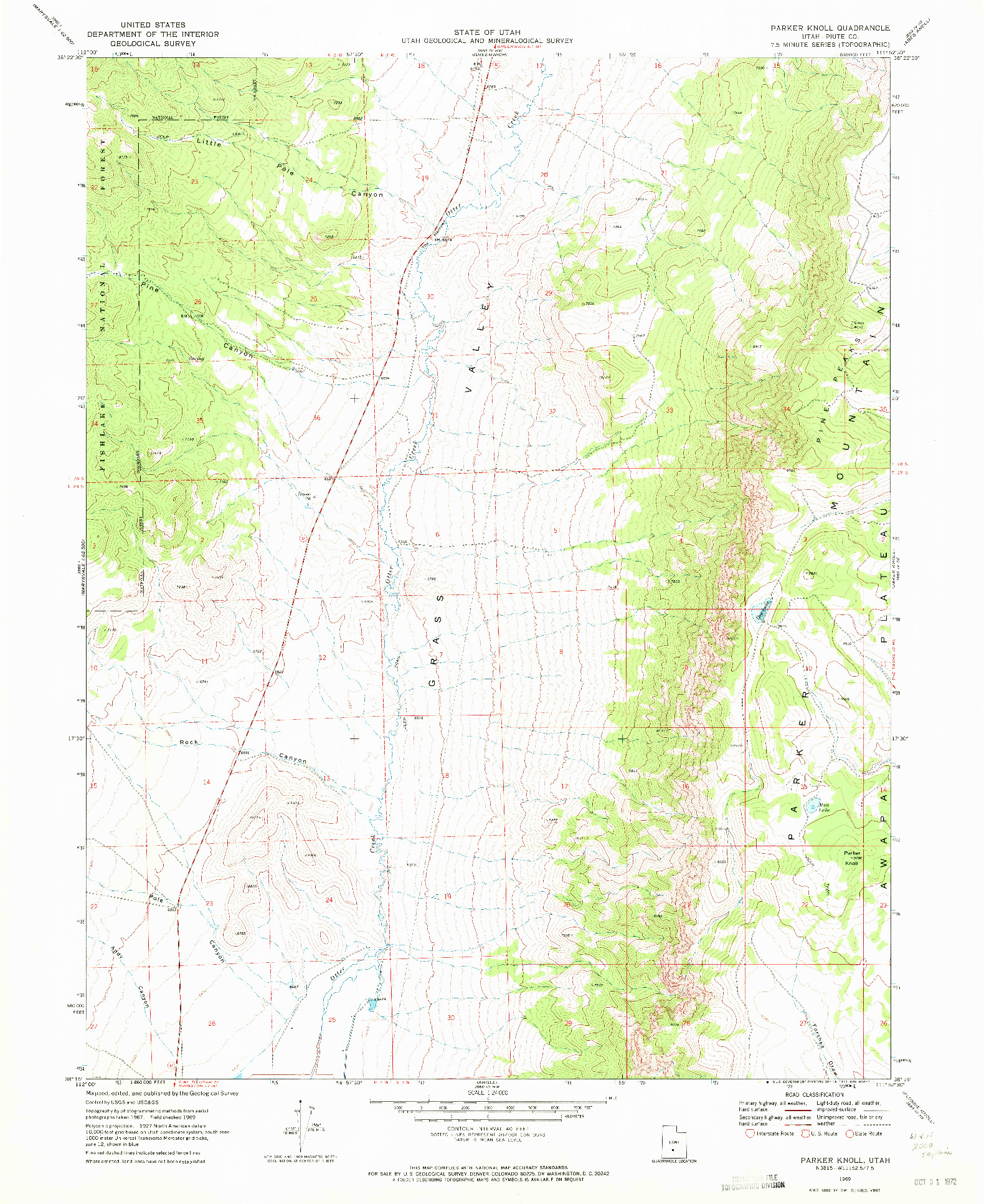 USGS 1:24000-SCALE QUADRANGLE FOR PARKER KNOLL, UT 1969