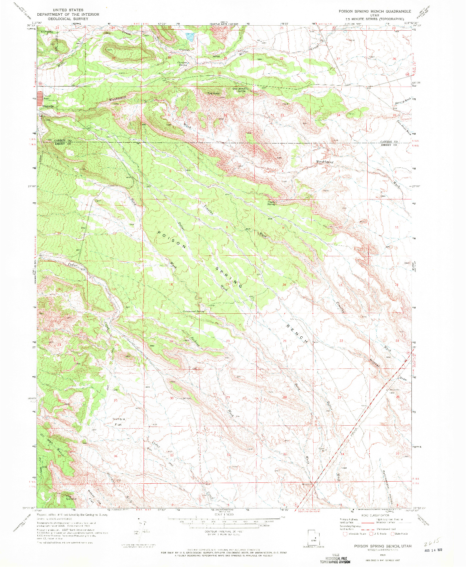 USGS 1:24000-SCALE QUADRANGLE FOR POISON SPRING BENCH, UT 1969