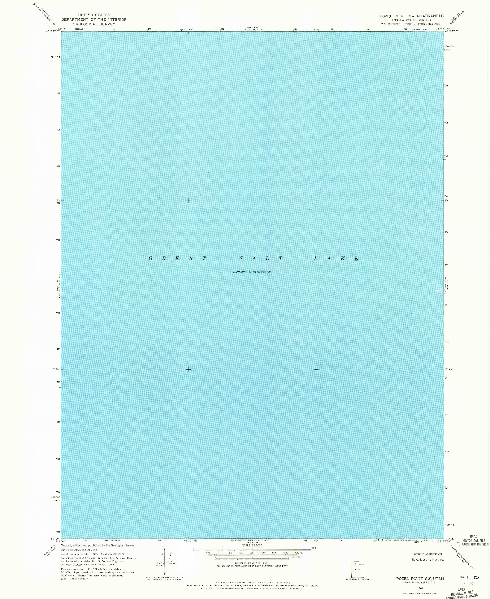 USGS 1:24000-SCALE QUADRANGLE FOR ROZEL POINT SW, UT 1969