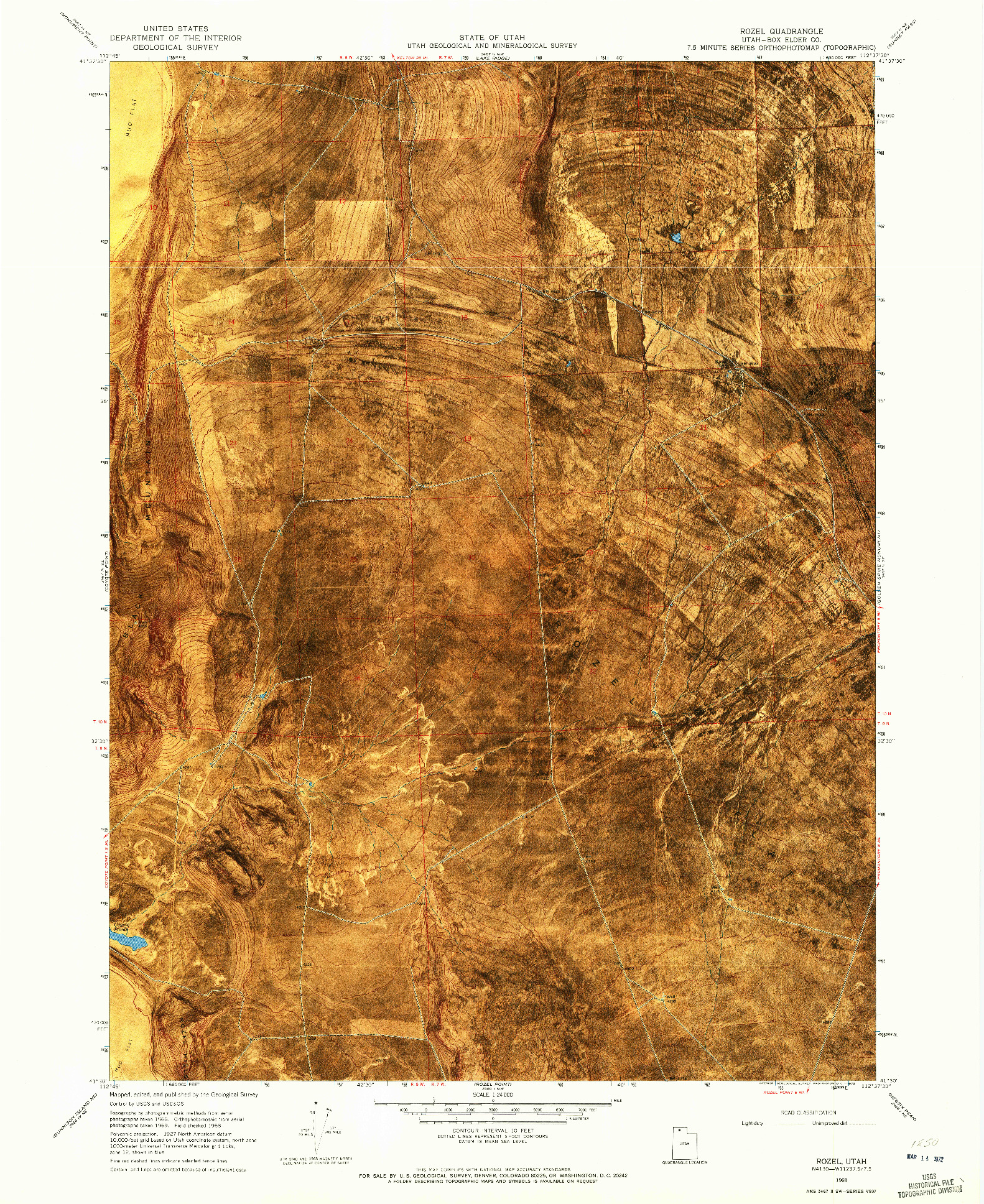 USGS 1:24000-SCALE QUADRANGLE FOR ROZEL, UT 1968