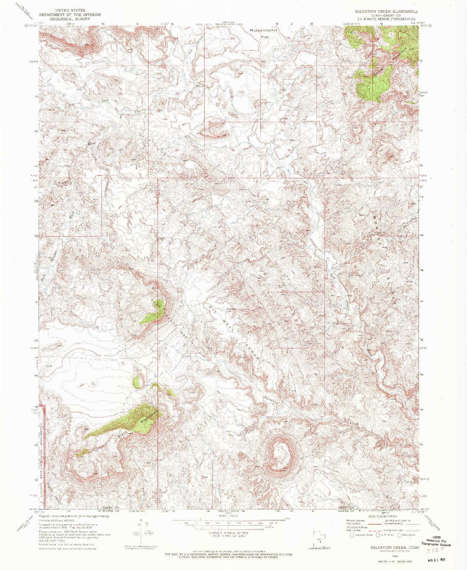 USGS 1:24000-SCALE QUADRANGLE FOR SALVATION CREEK, UT 1968